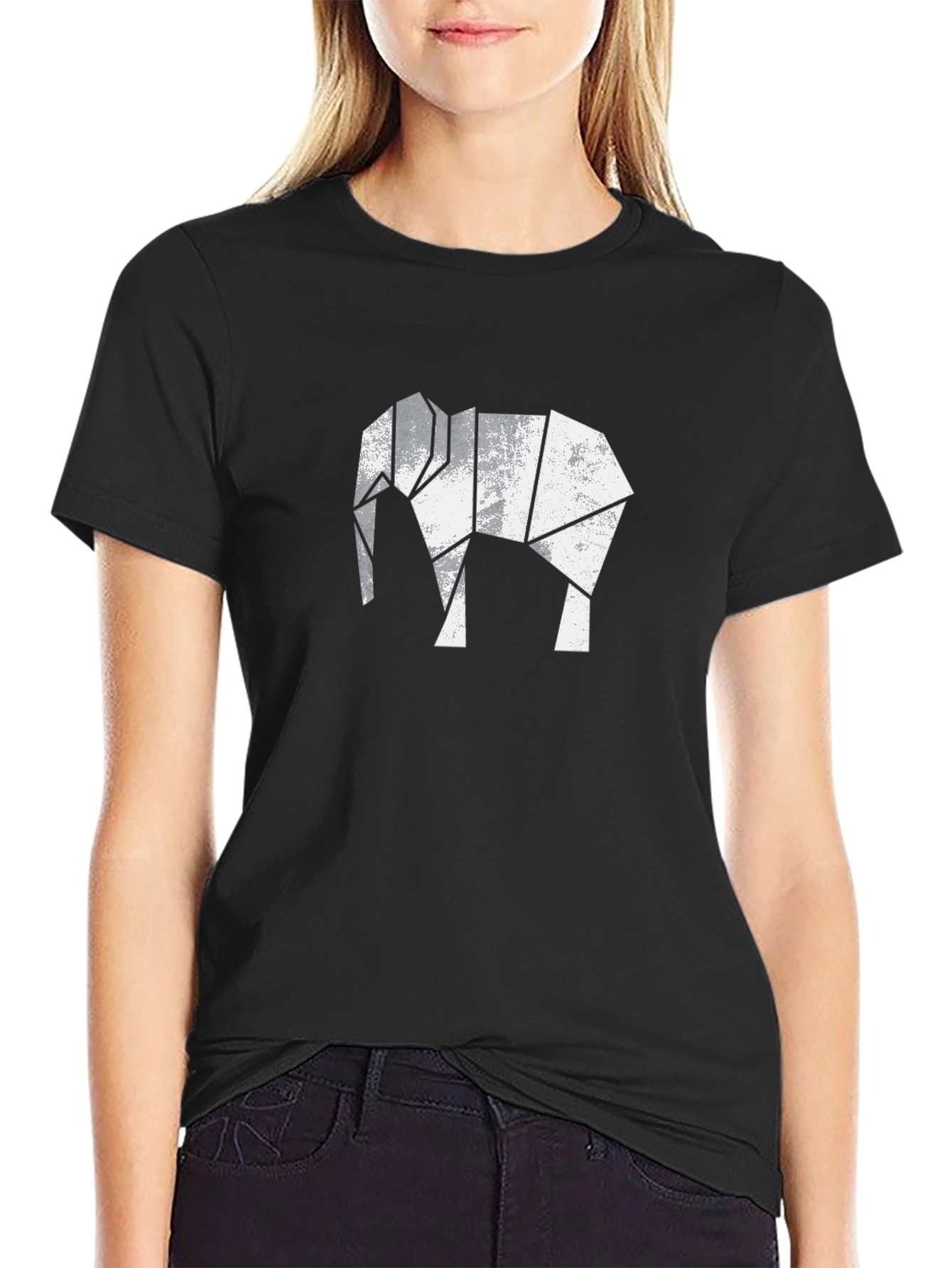 Geometric Elephant Graphic Tee - Modern Style