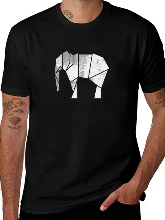 Geometric Elephant Graphic Tee - Modern Style
