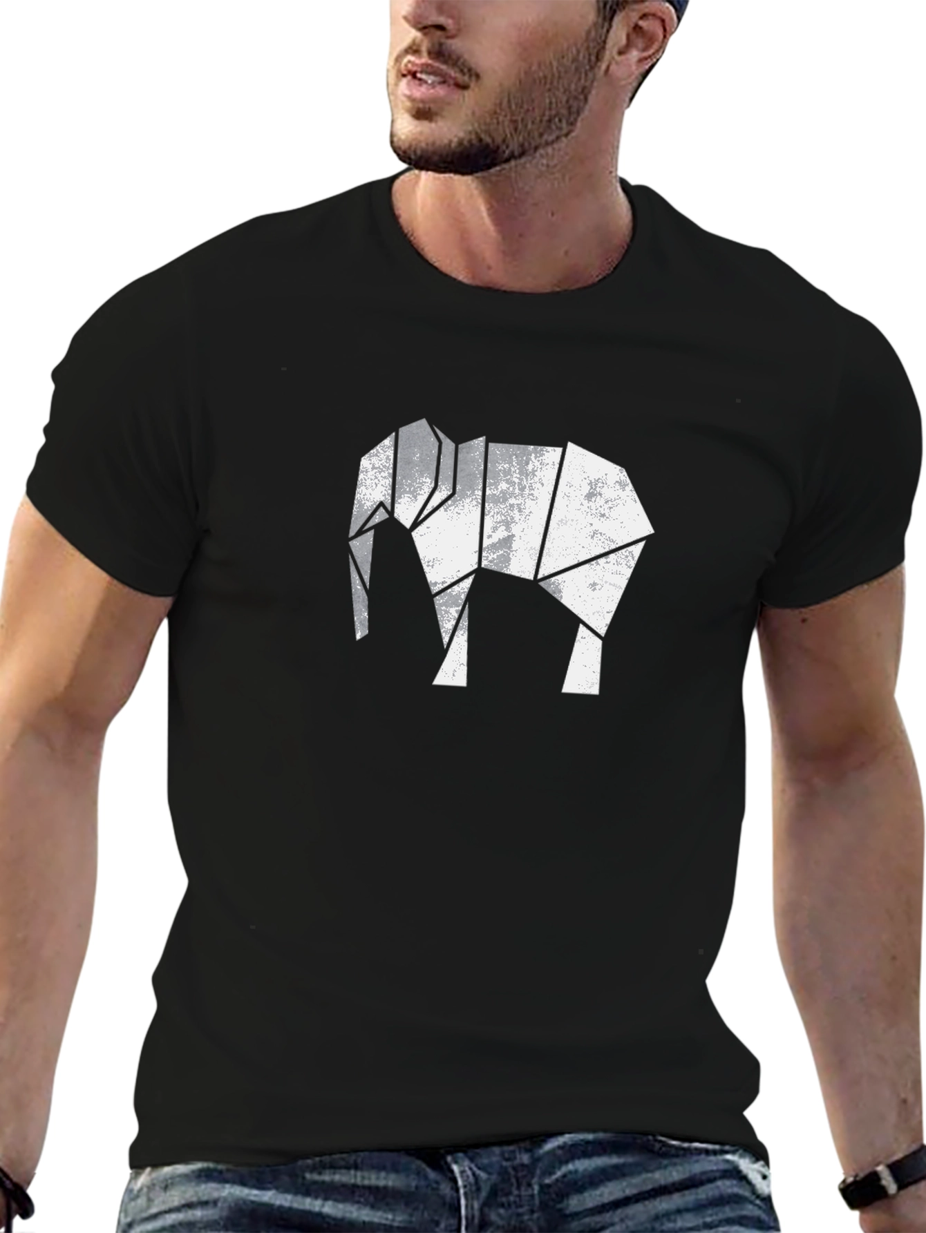 Geometric Elephant Graphic Tee - Modern Style