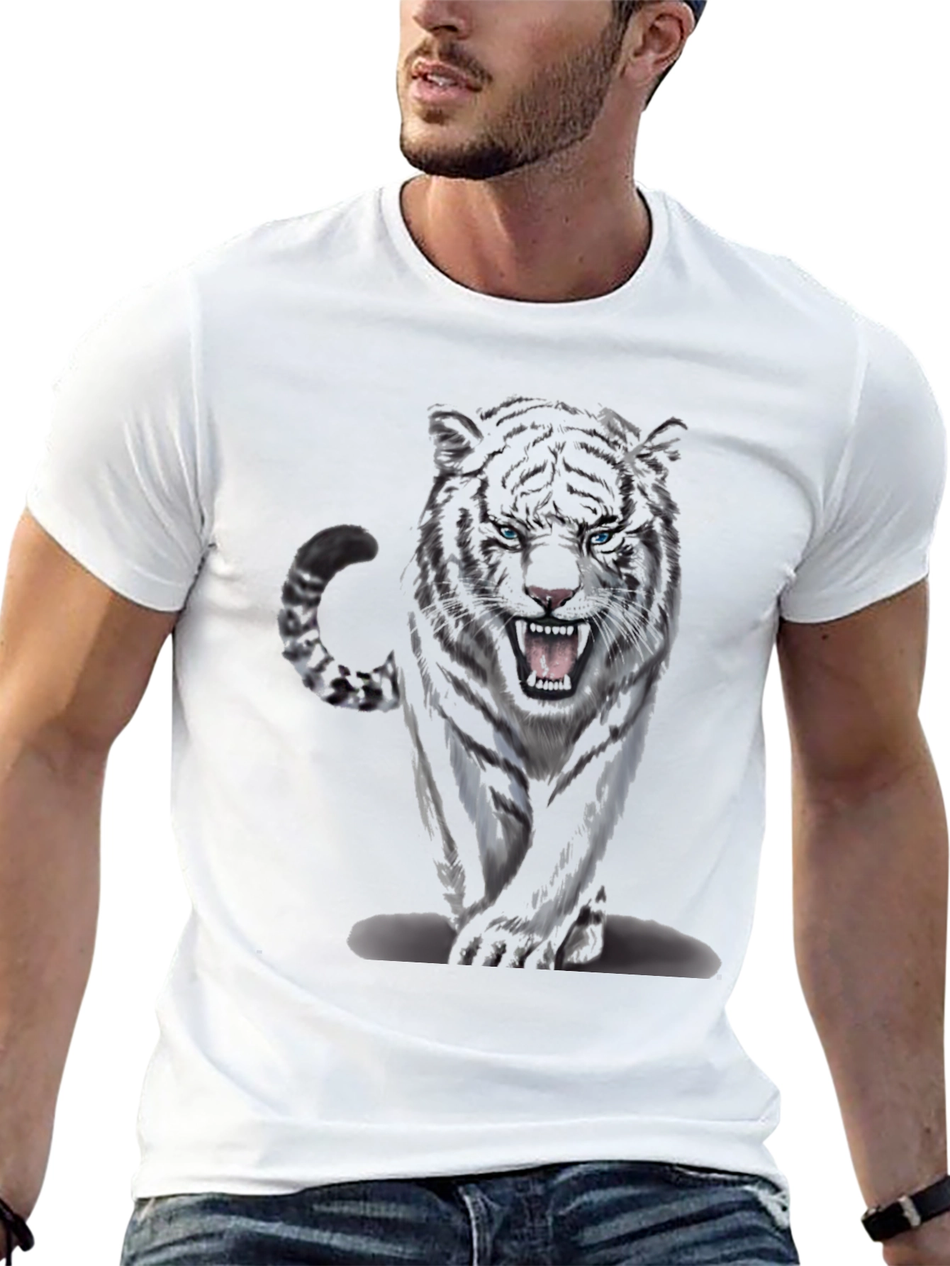 Tiger Graphic Print Black T-Shirt