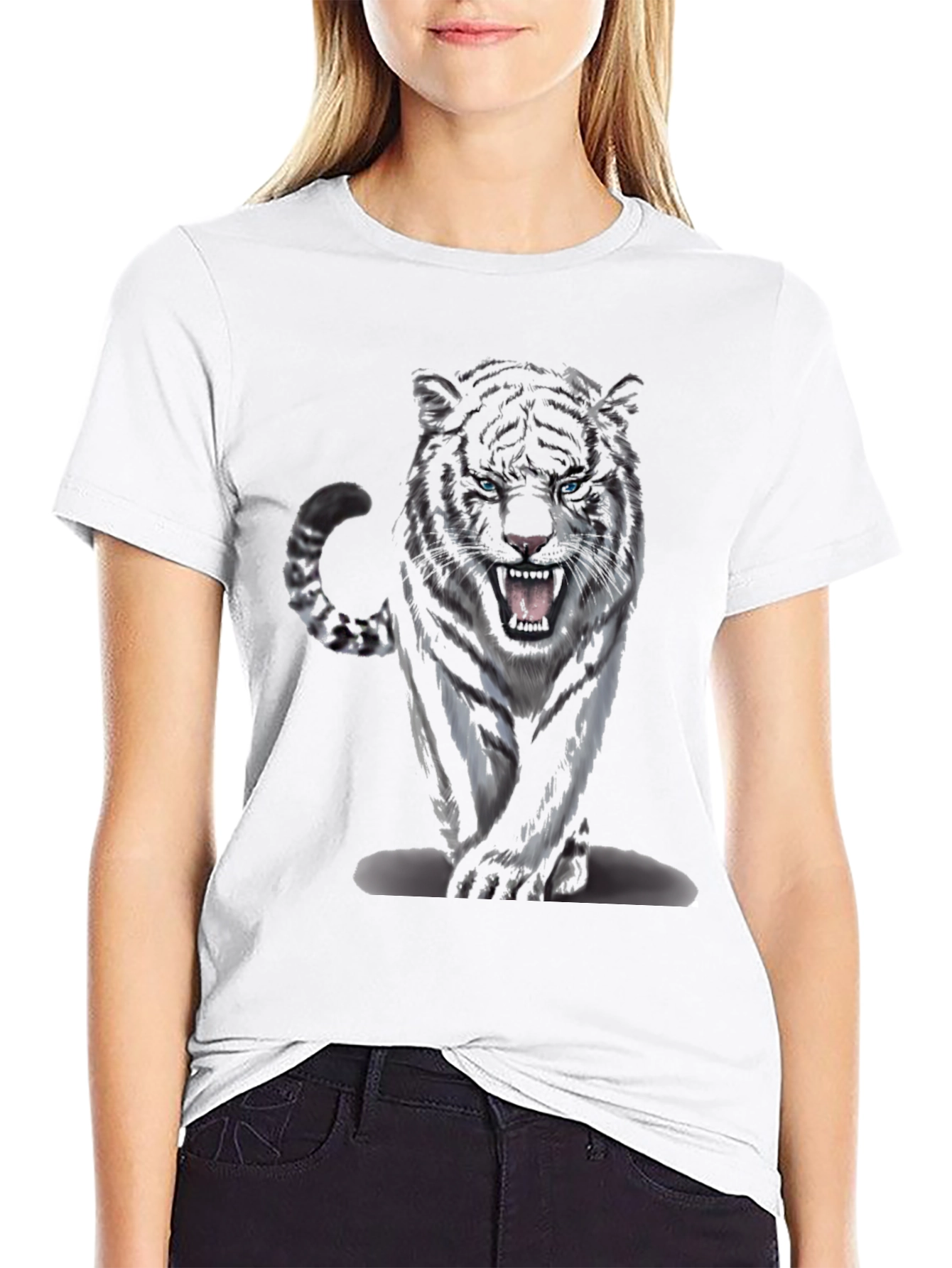 Tiger Graphic Print Black T-Shirt