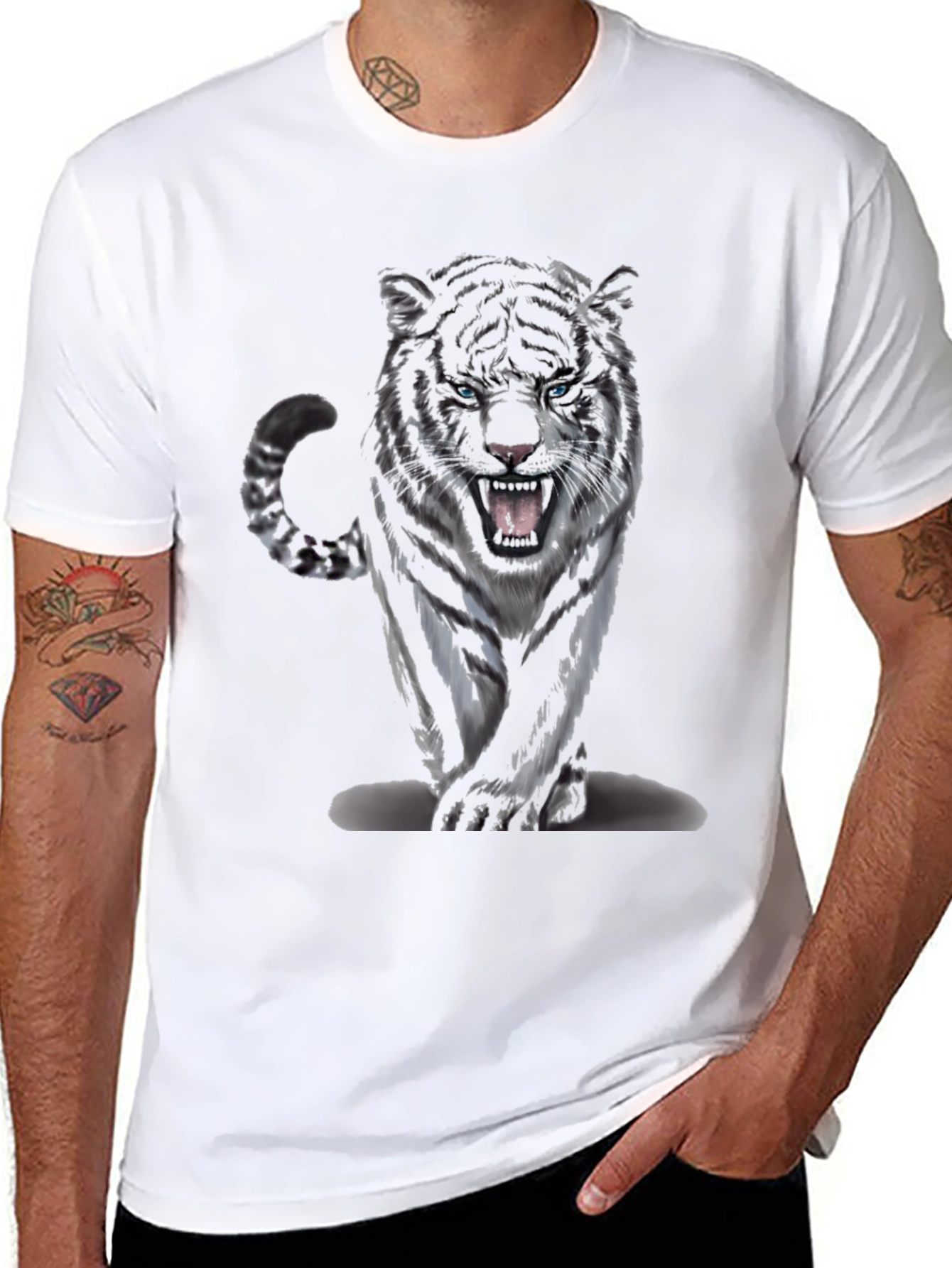 Tiger Graphic Print Black T-Shirt