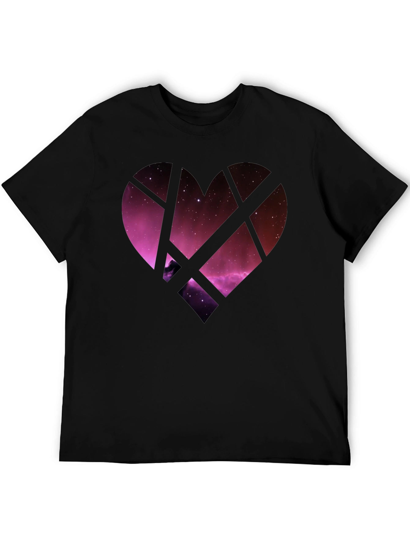 Galaxy Heart Graphic Tee - Black Cotton Blend