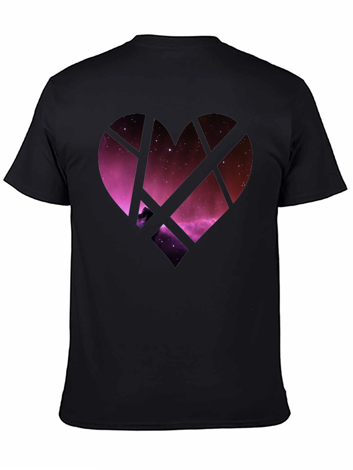 Galaxy Heart Graphic Tee - Black Cotton Blend