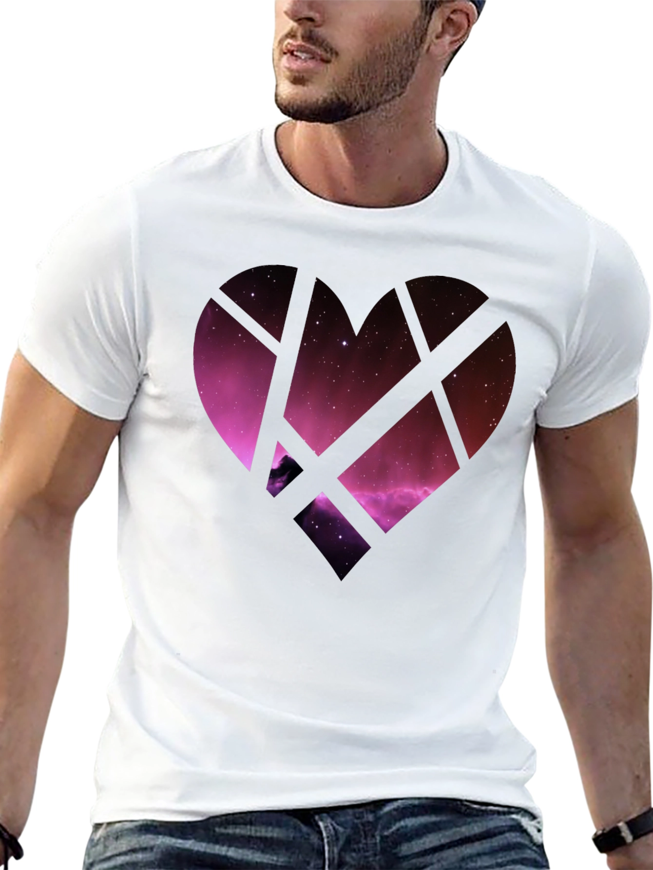 Galaxy Heart Graphic Tee - Black Cotton Blend