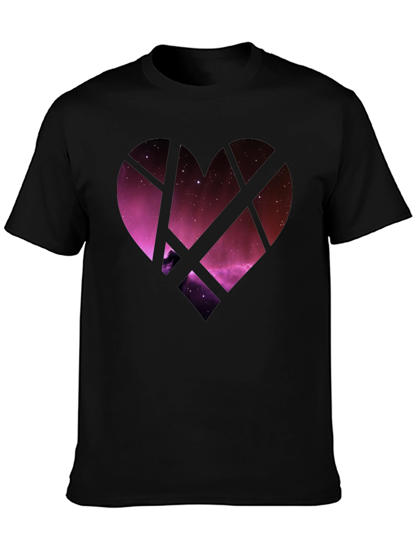 Galaxy Heart Graphic Tee - Black Cotton Blend
