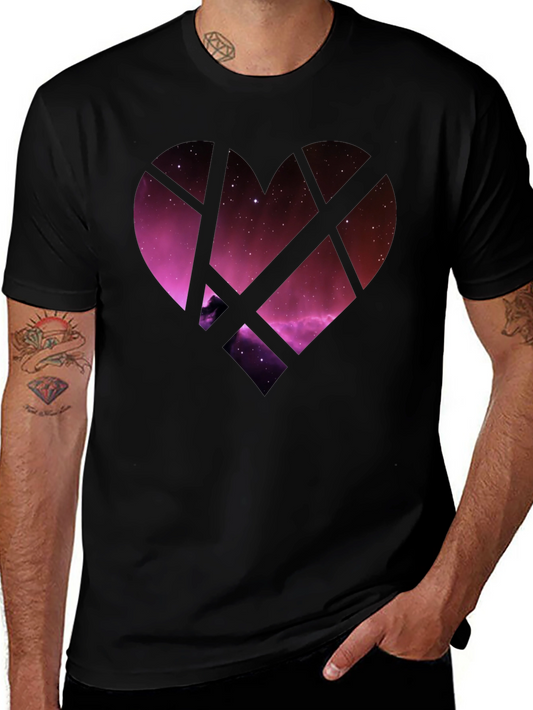 Galaxy Heart Graphic Tee - Black Cotton Blend