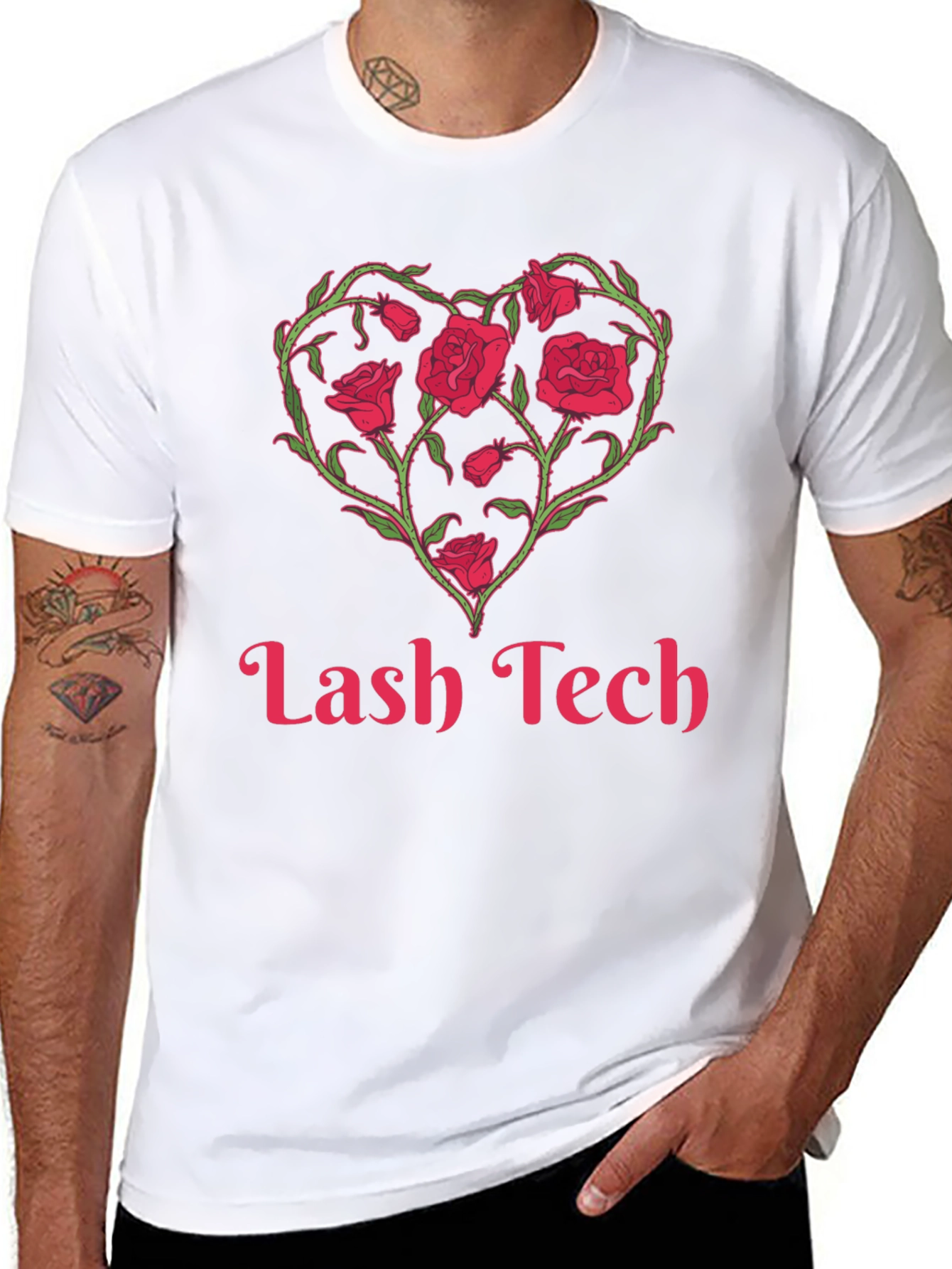 Lash Tech Rose Heart Graphic T-Shirt