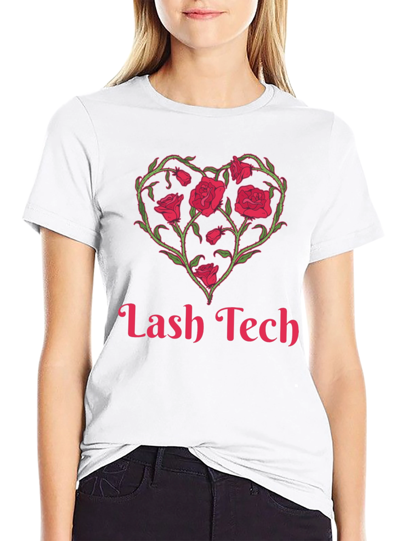 Lash Tech Rose Heart Graphic T-Shirt