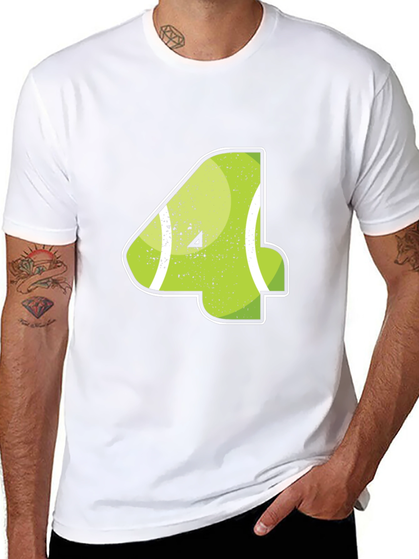 Tennis Number 4 Black T-Shirt