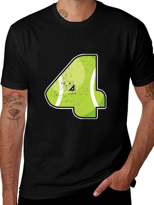 Tennis Number 4 Black T-Shirt