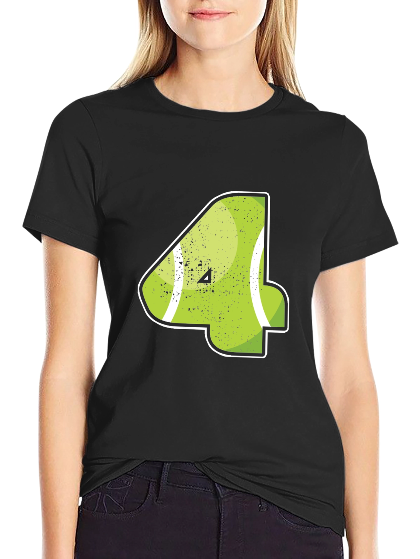 Tennis Number 4 Black T-Shirt