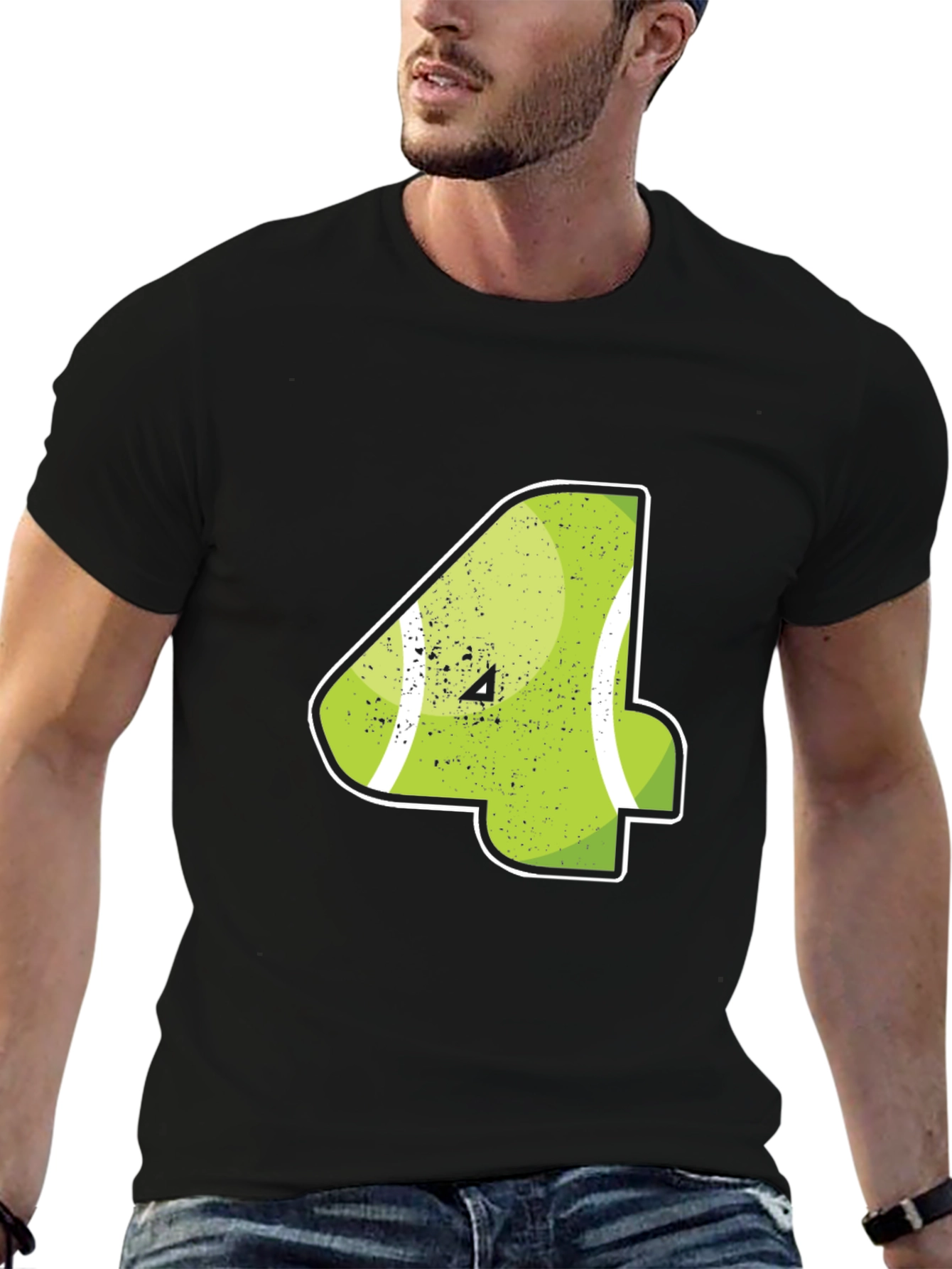 Tennis Number 4 Black T-Shirt