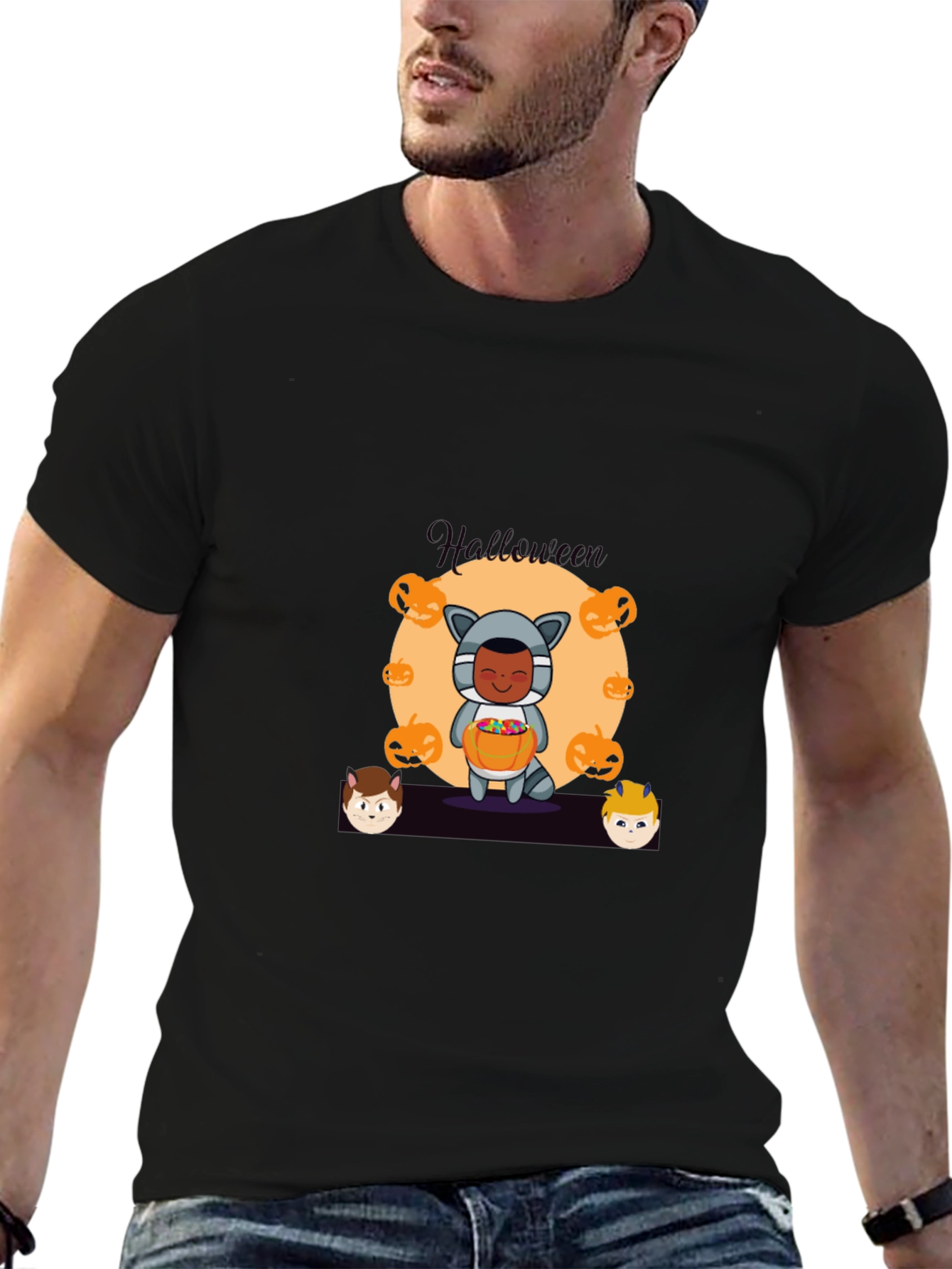 Halloween Graphic Print Black T-Shirt