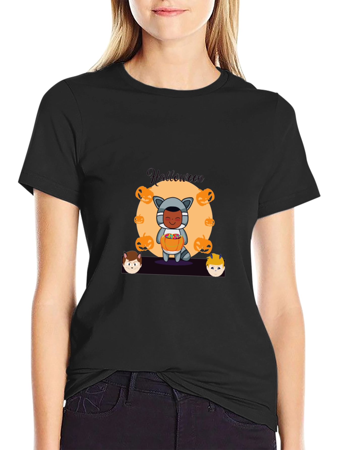 Halloween Graphic Print Black T-Shirt