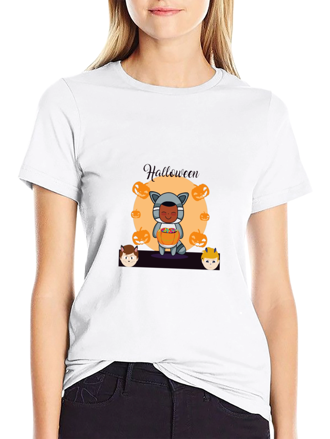Halloween Graphic Print Black T-Shirt