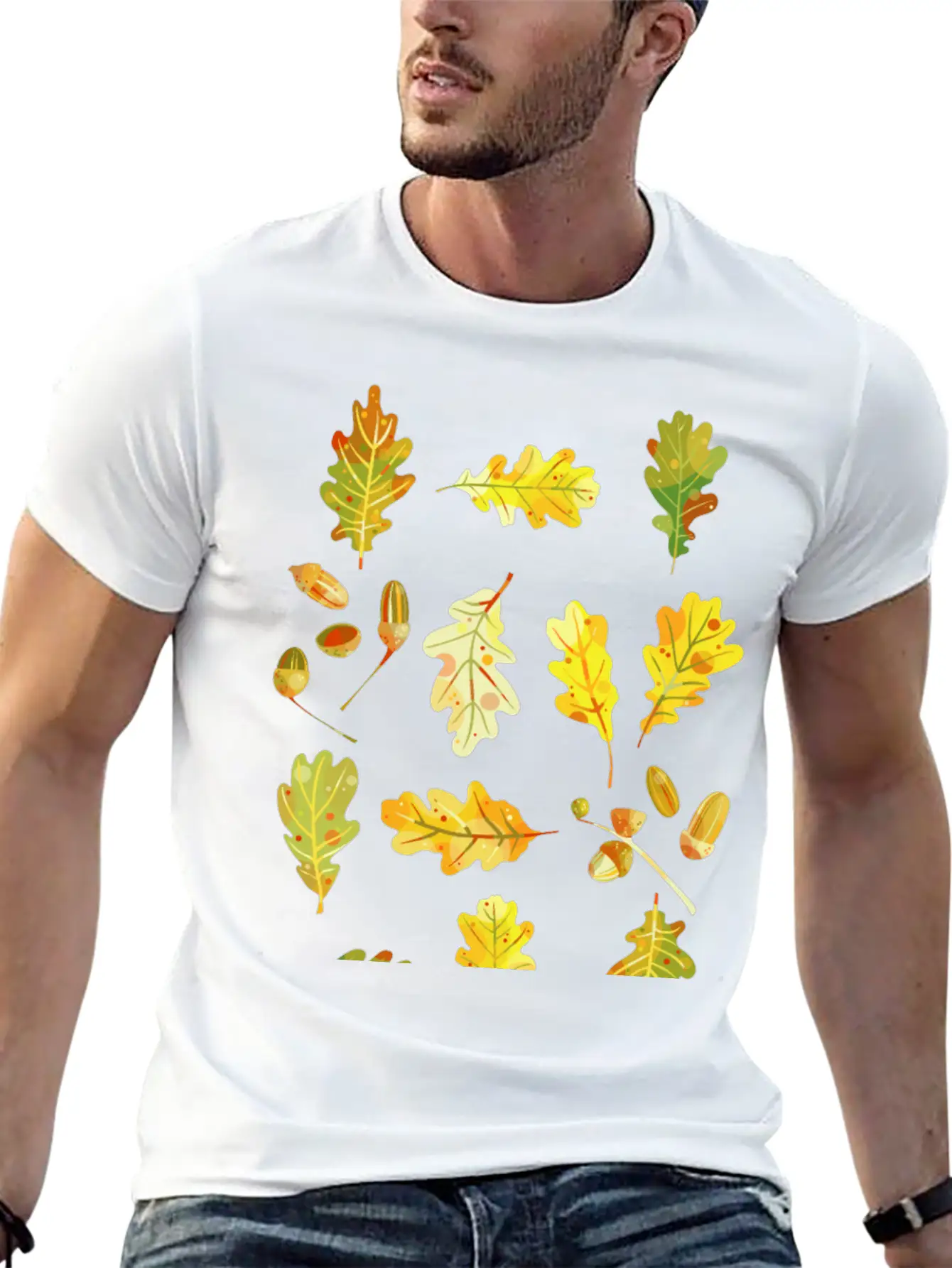 Oak Leaves And Acorns Stylish Everyday T-Shirt – Unisex Basic Cotton Tee