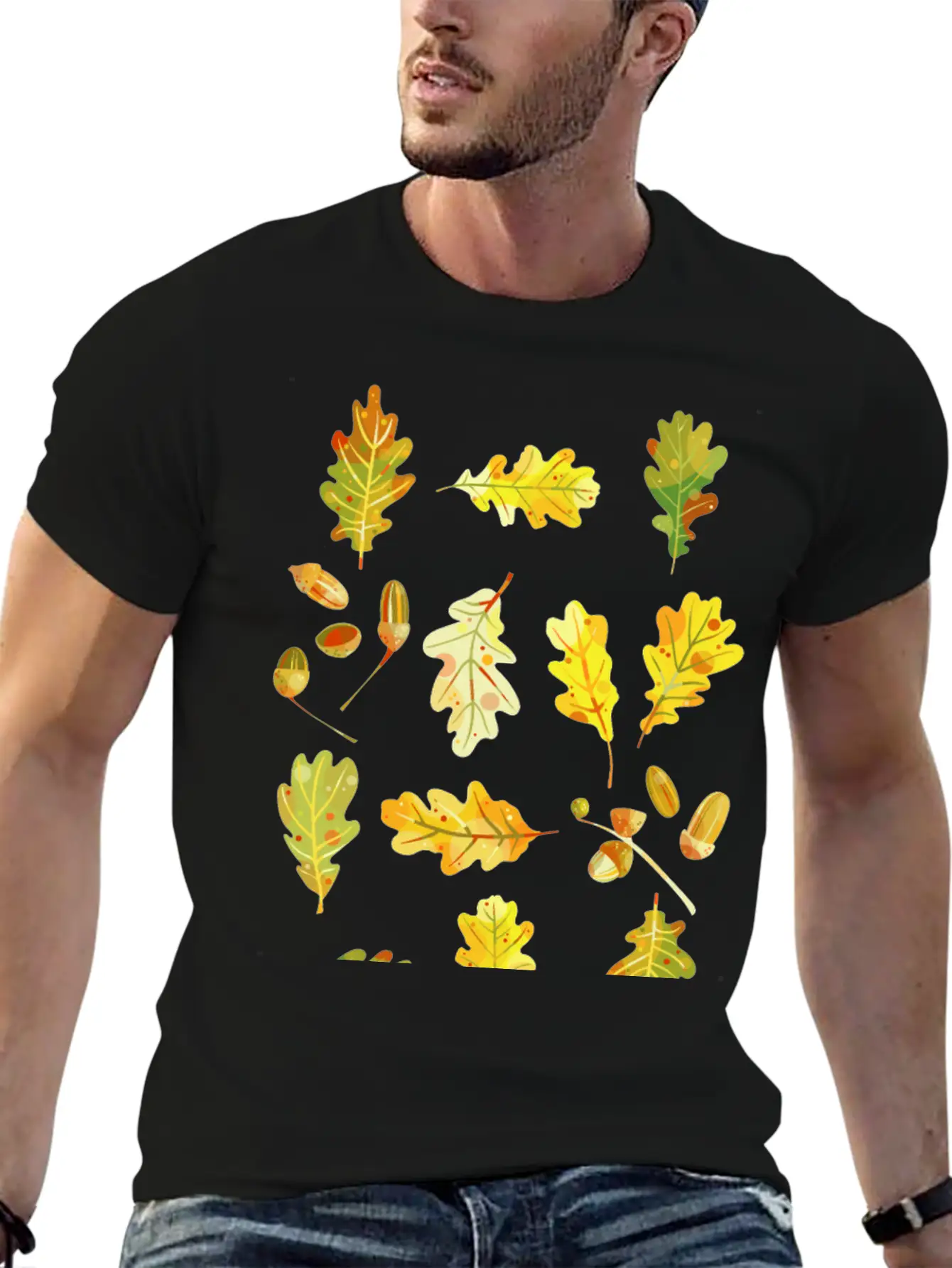 Oak Leaves And Acorns Stylish Everyday T-Shirt – Unisex Basic Cotton Tee