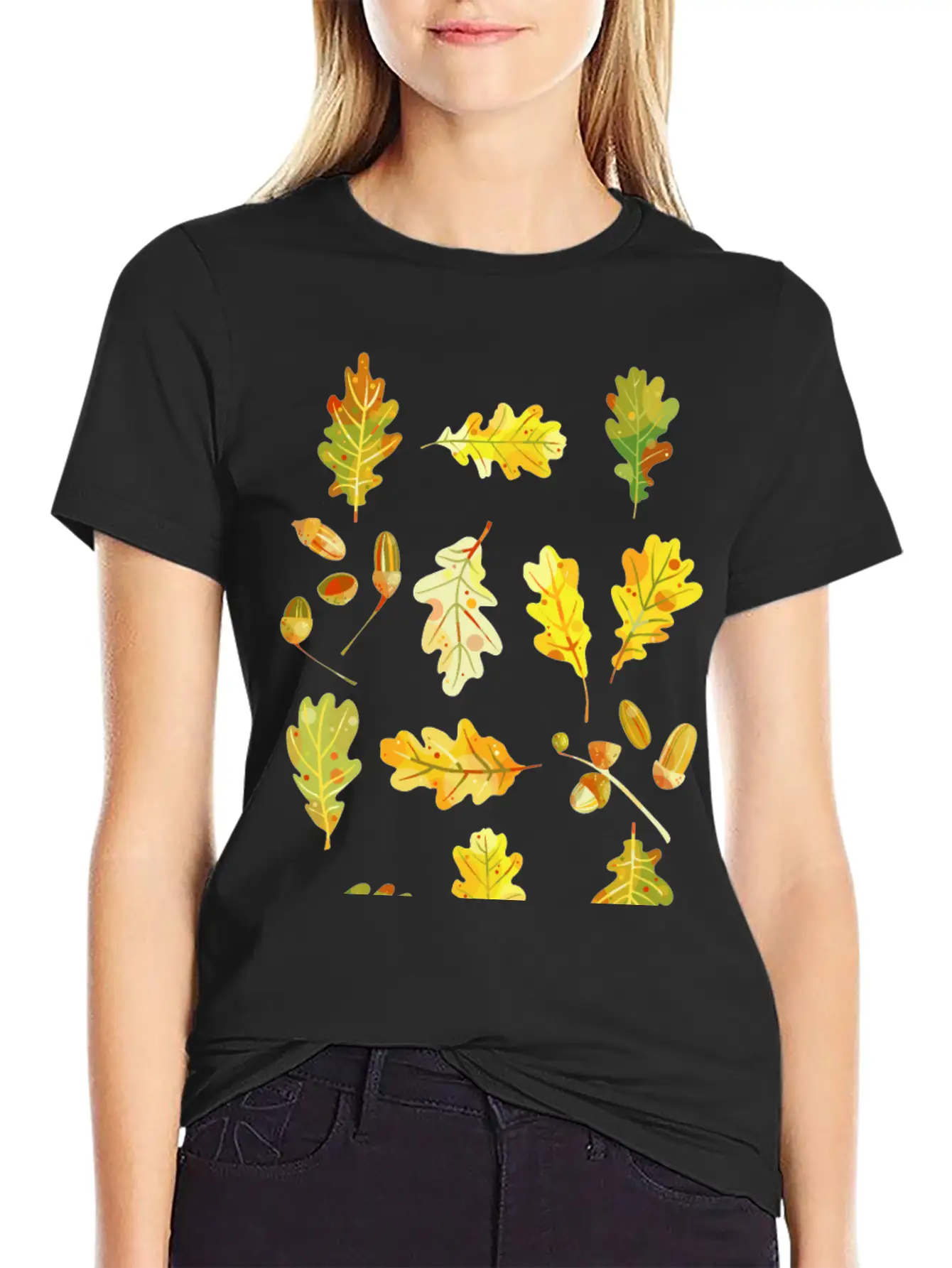 Oak Leaves And Acorns Stylish Everyday T-Shirt – Unisex Basic Cotton Tee