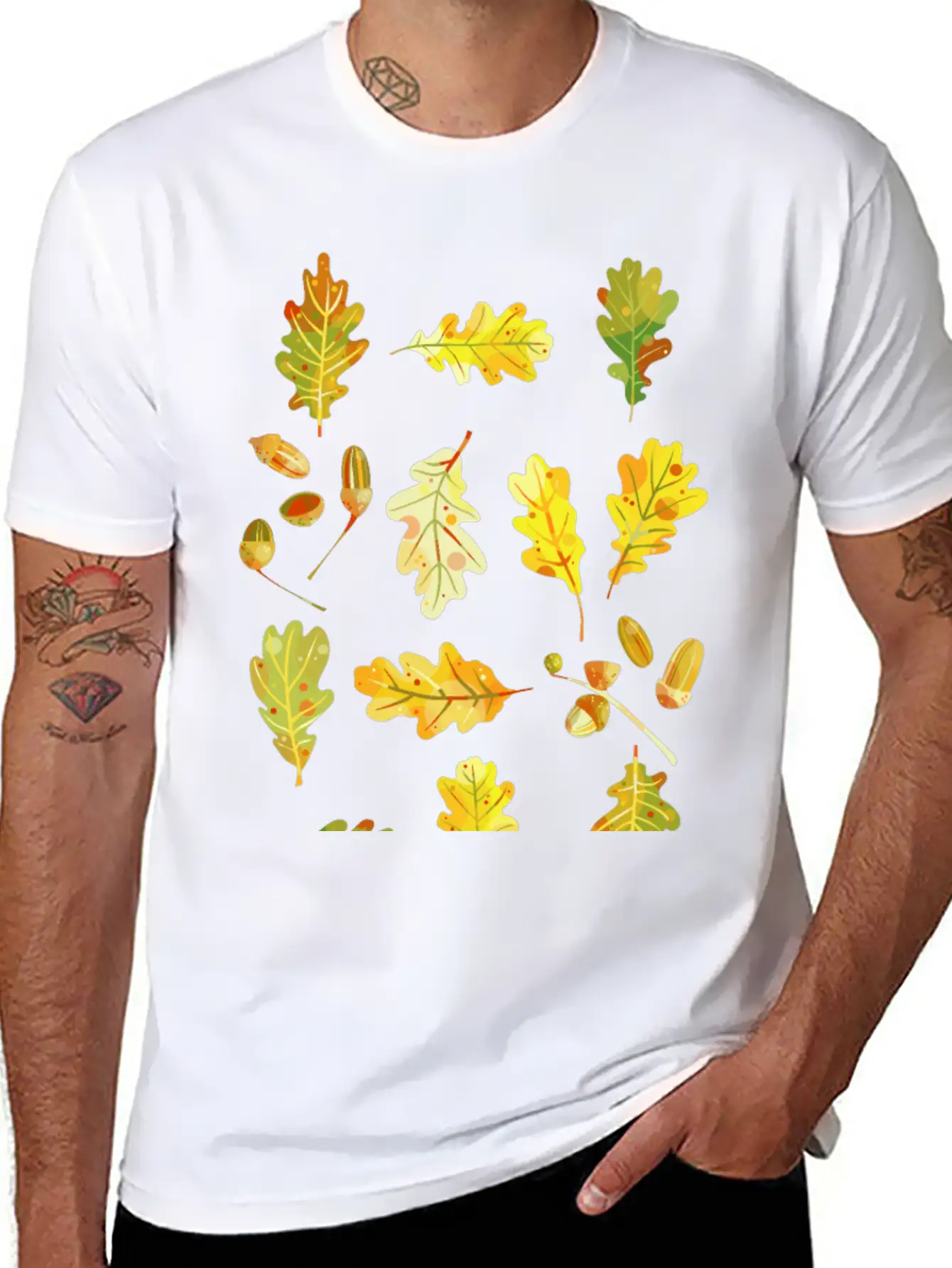 Oak Leaves And Acorns Stylish Everyday T-Shirt – Unisex Basic Cotton Tee