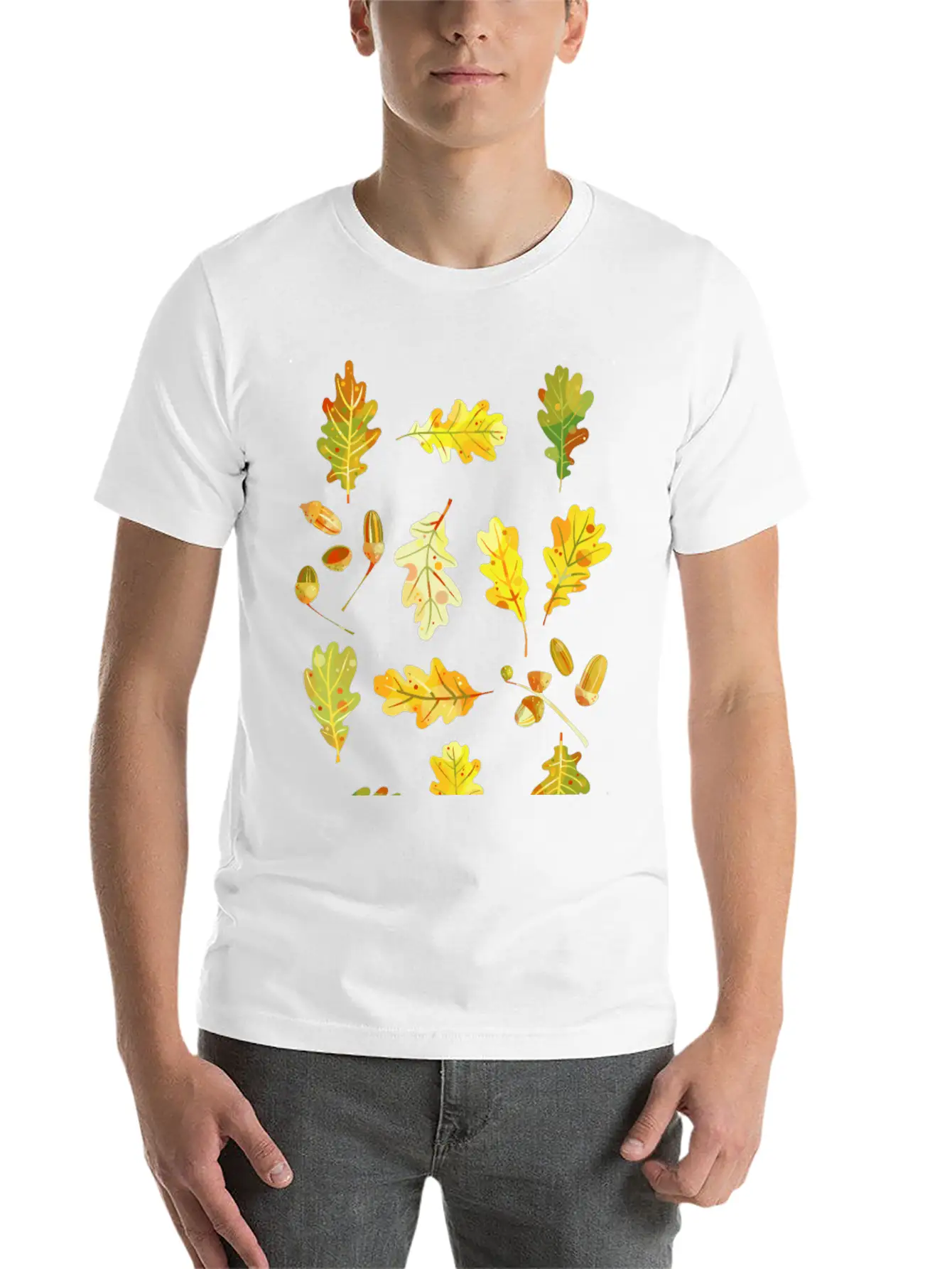 Oak Leaves And Acorns Stylish Everyday T-Shirt – Unisex Basic Cotton Tee