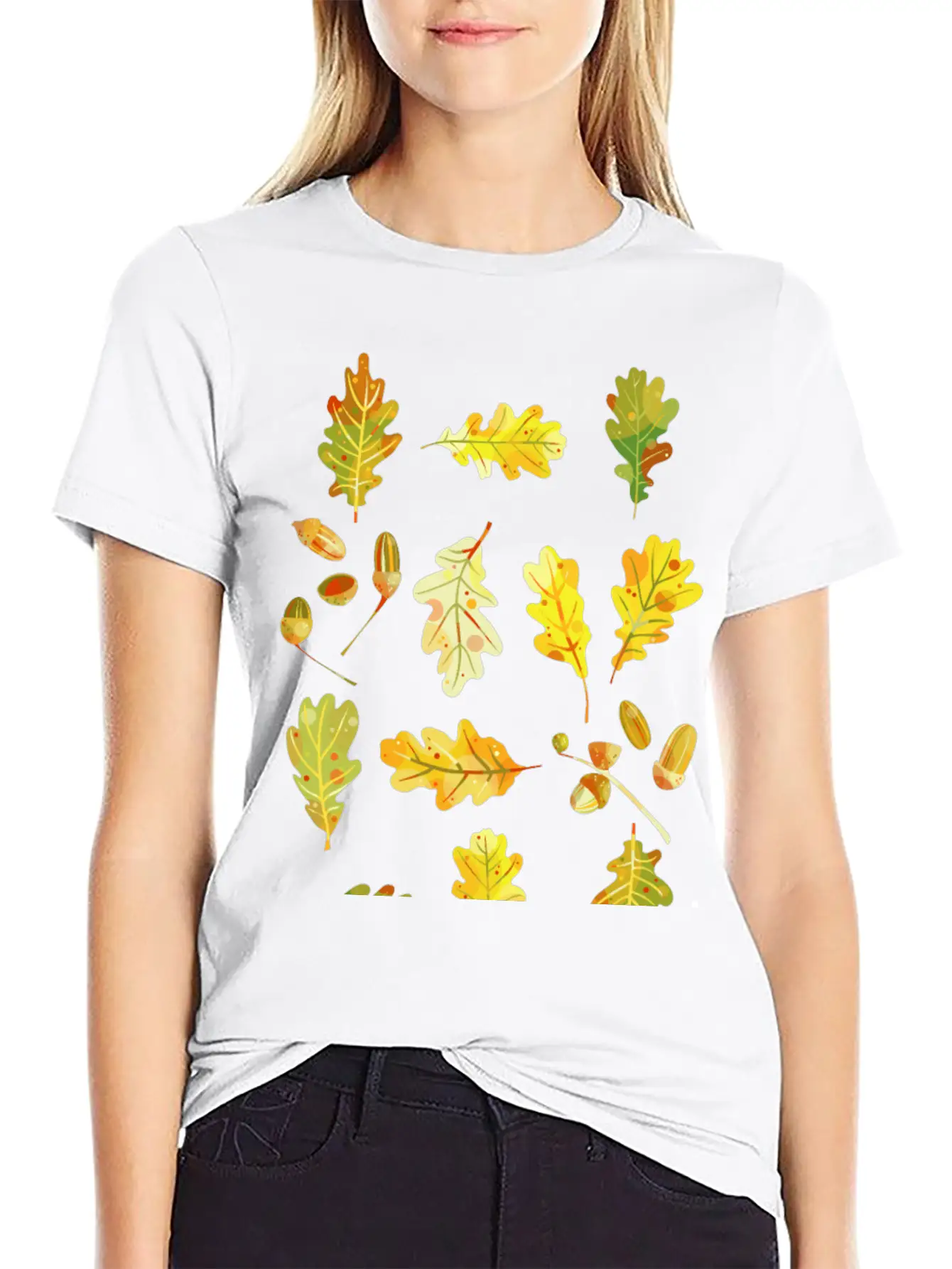 Oak Leaves And Acorns Stylish Everyday T-Shirt – Unisex Basic Cotton Tee