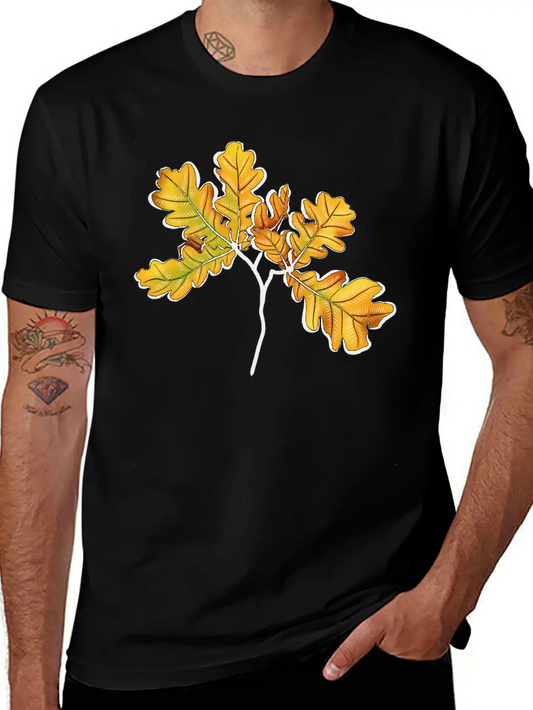 Oak Leaves Autumnal Botanical Art Timeless Short Sleeve Tee – Comfy And Minimalist Design