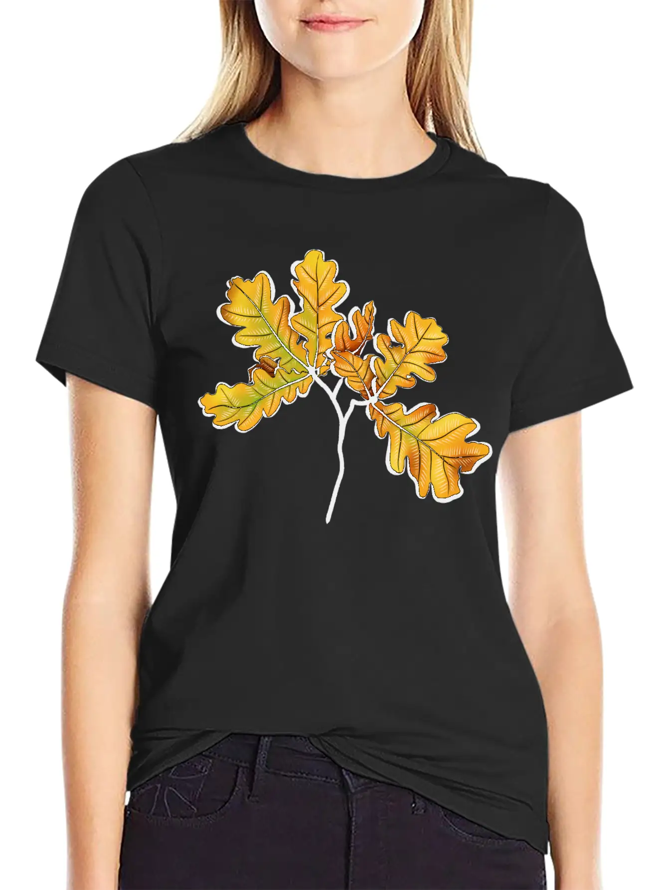 Oak Leaves Autumnal Botanical Art Timeless Short Sleeve Tee – Comfy And Minimalist Design