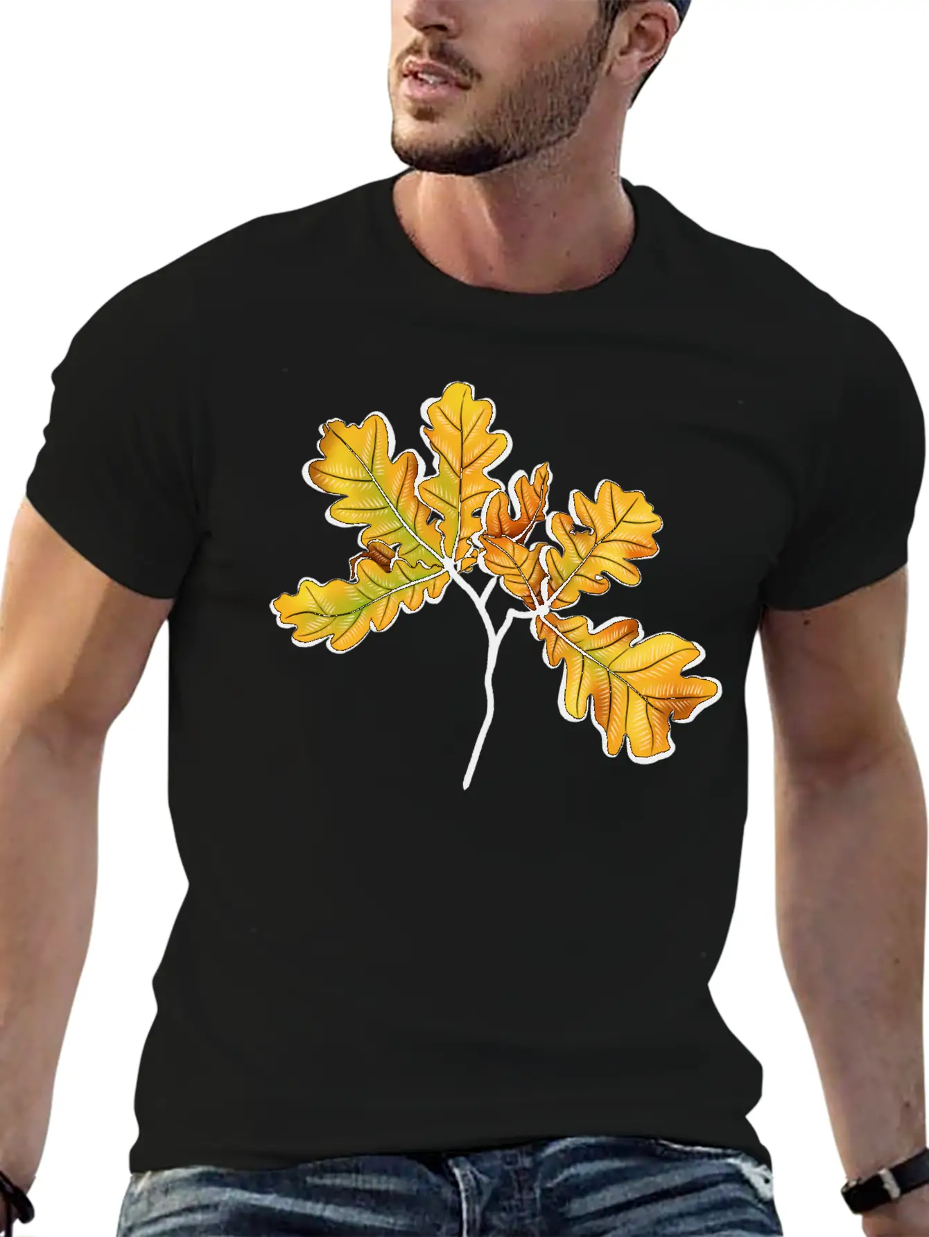 Oak Leaves Autumnal Botanical Art Timeless Short Sleeve Tee – Comfy And Minimalist Design