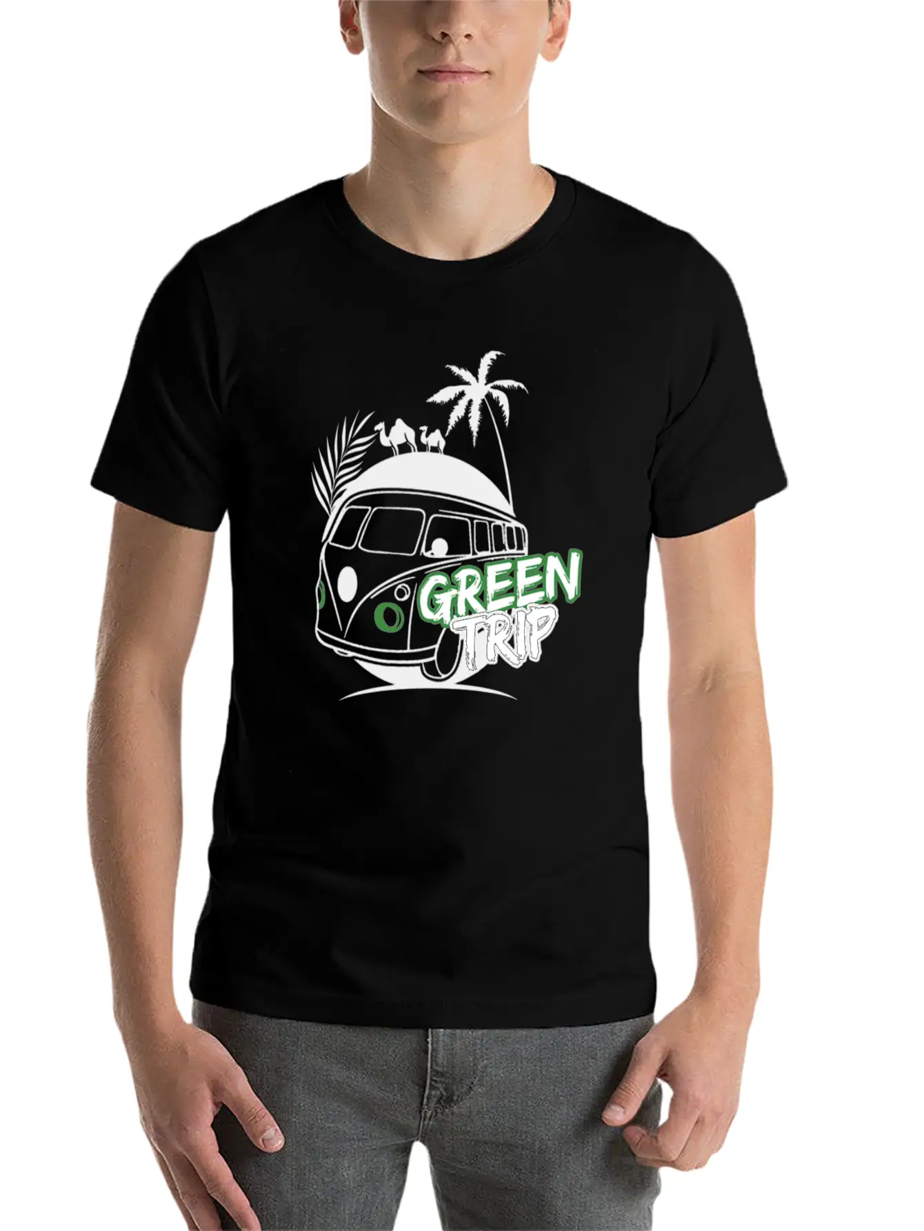 Oasis Desert Green Header Unisex Casual T-Shirt – Clean Design For Daily Comfort