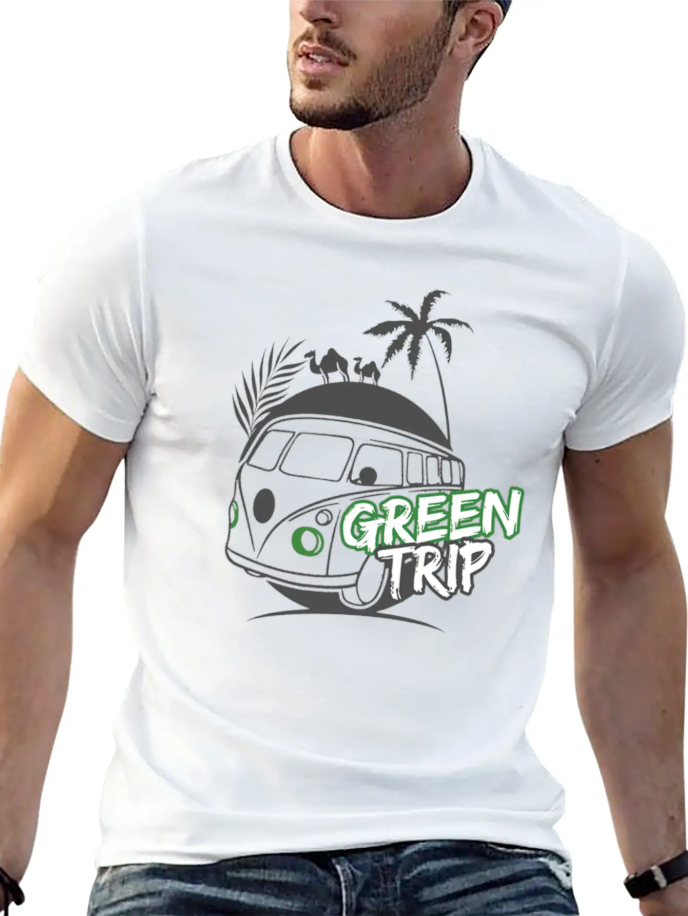 Oasis Desert Green Header Unisex Casual T-Shirt – Clean Design For Daily Comfort