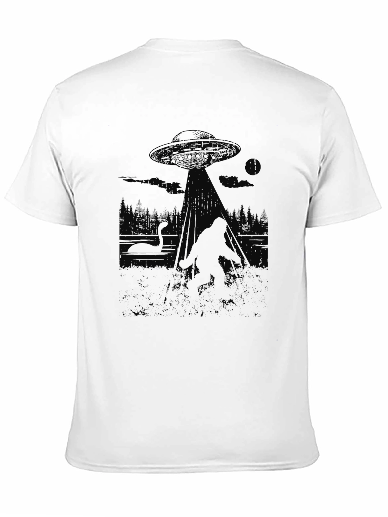 Mens UFO Bigfoot Abduction Graphic T-Shirt