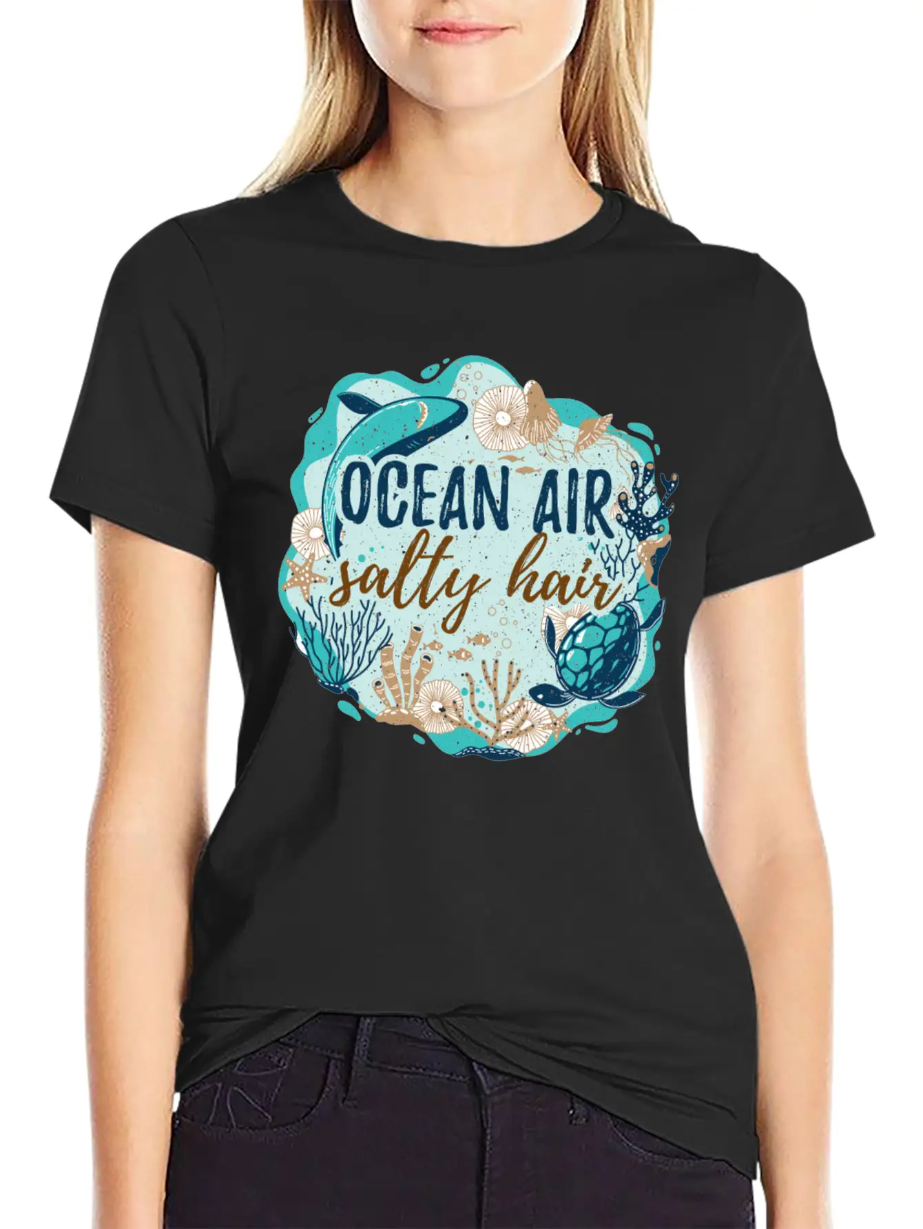 Ocean Air Salty Hair Unisex Short Sleeve Soft Cotton T-Shirt – Casual Everyday Wear