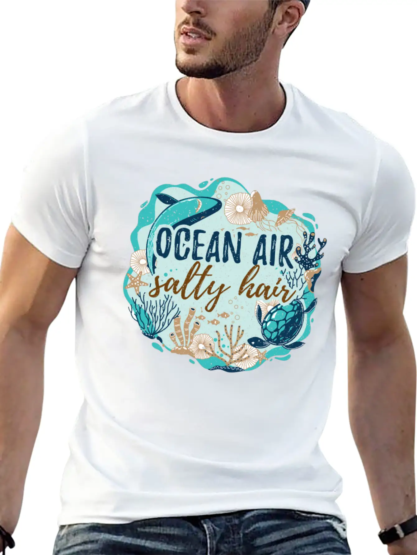 Ocean Air Salty Hair Unisex Short Sleeve Soft Cotton T-Shirt – Casual Everyday Wear