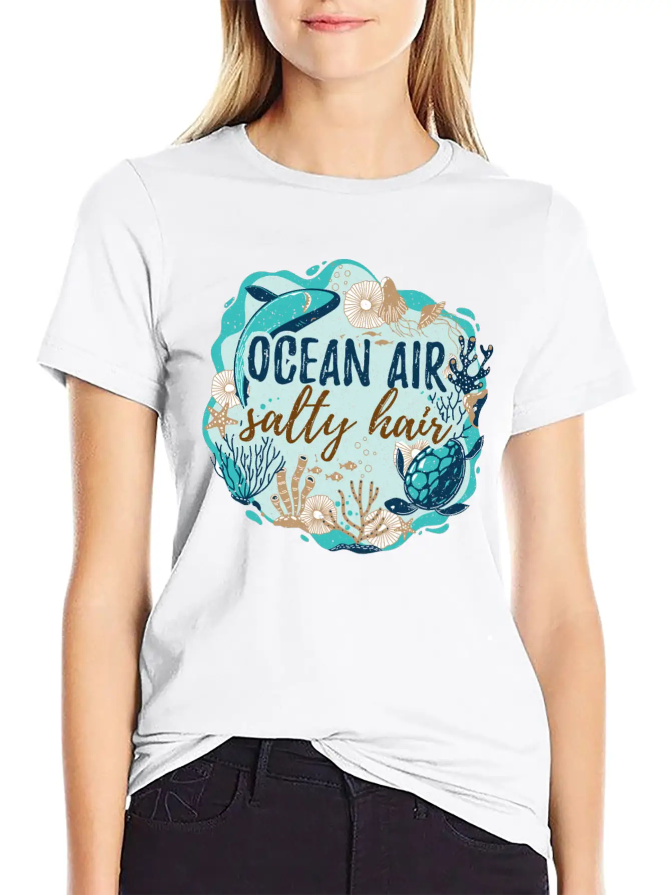 Ocean Air Salty Hair Unisex Short Sleeve Soft Cotton T-Shirt – Casual Everyday Wear