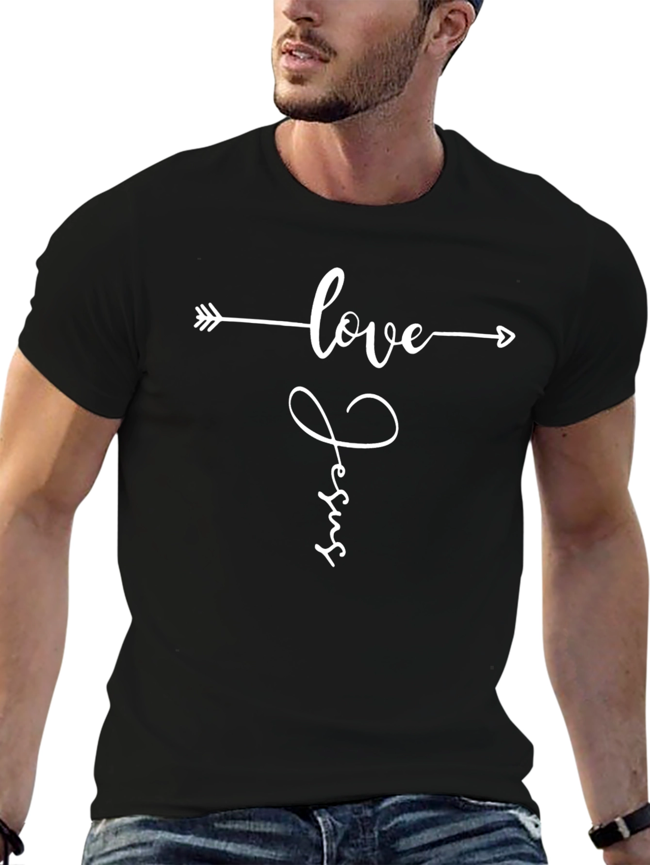 Love Jesus Arrow Graphic Tee - Black Christian T-Shirt