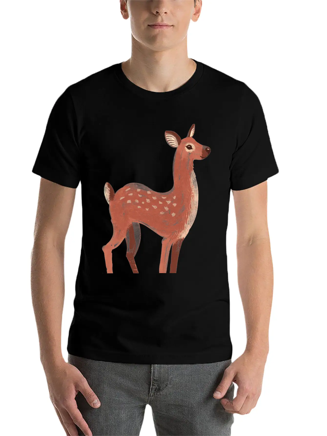 Oh Deer Unisex Short Sleeve Soft Cotton T-Shirt – Casual Everyday Wear