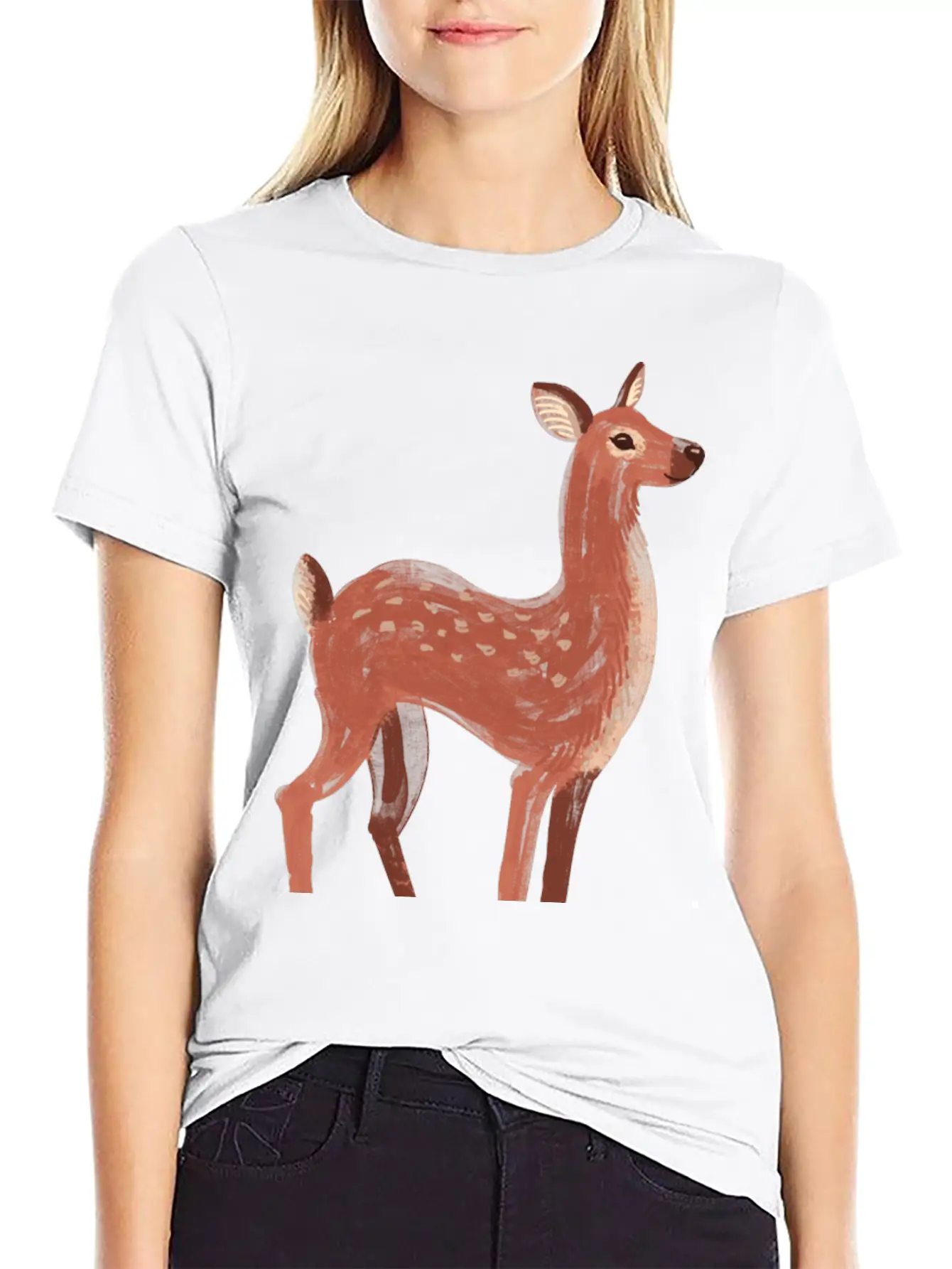 Oh Deer Unisex Short Sleeve Soft Cotton T-Shirt – Casual Everyday Wear