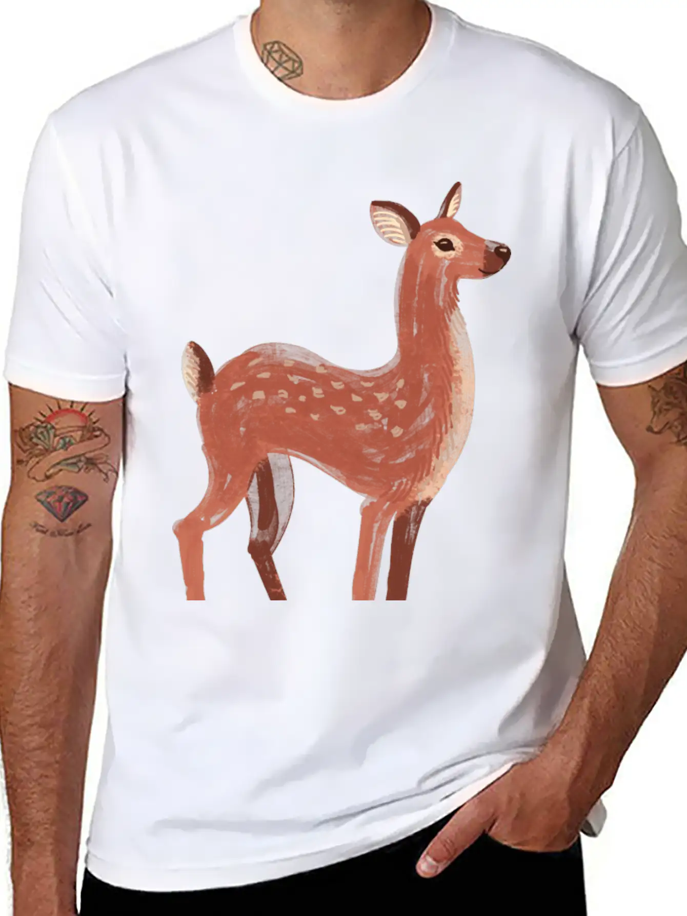 Oh Deer Unisex Short Sleeve Soft Cotton T-Shirt – Casual Everyday Wear