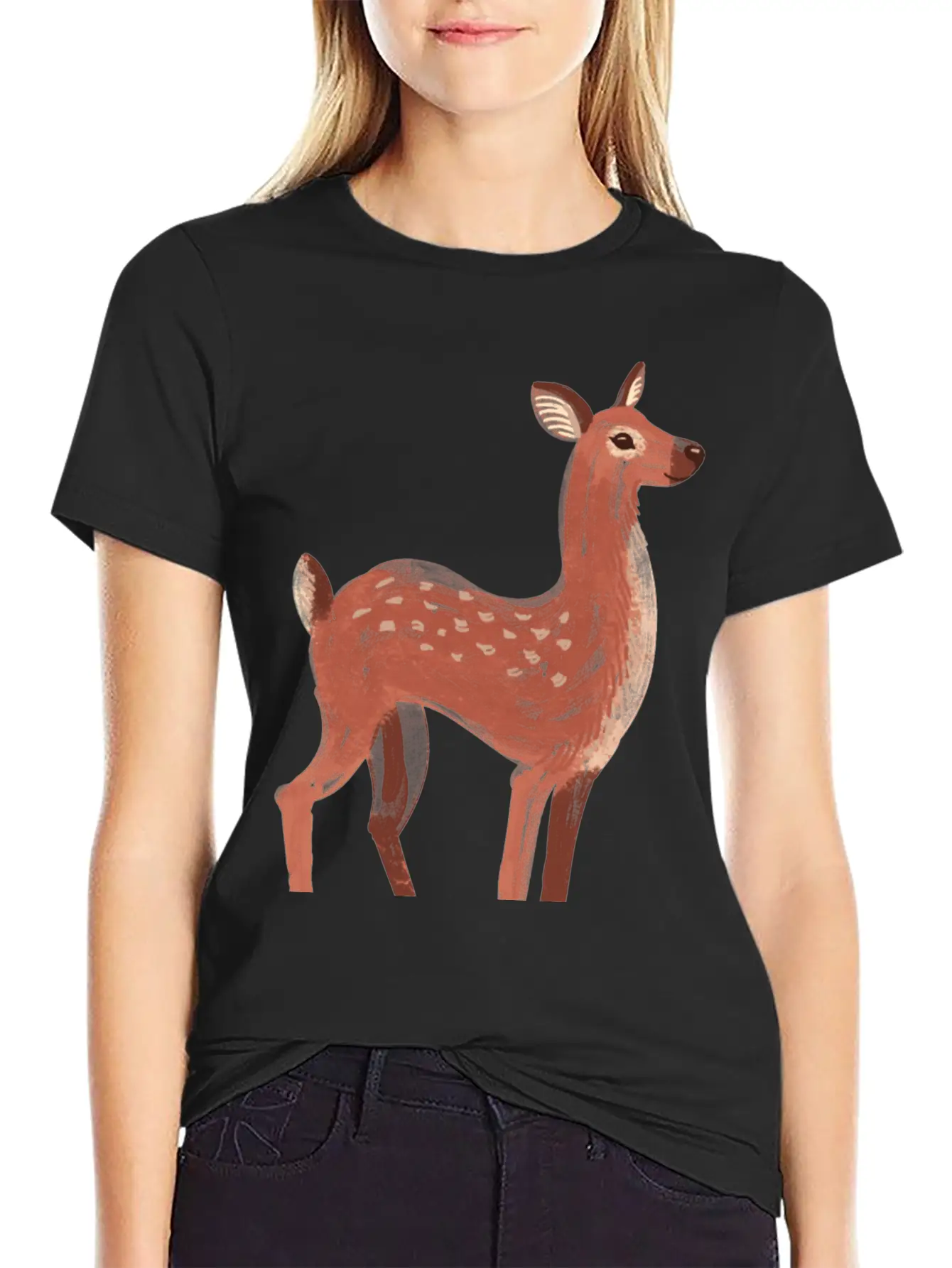 Oh Deer Unisex Short Sleeve Soft Cotton T-Shirt – Casual Everyday Wear