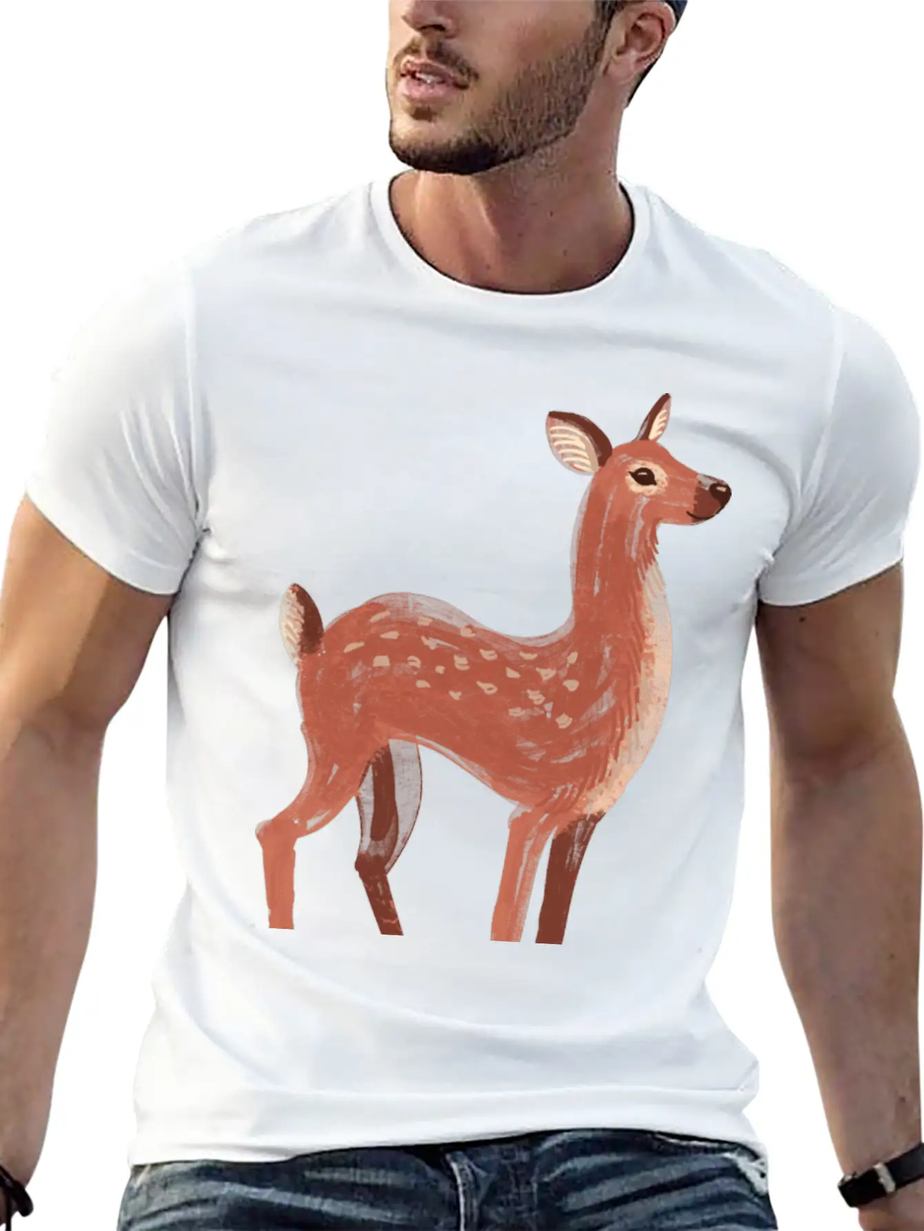 Oh Deer Unisex Short Sleeve Soft Cotton T-Shirt – Casual Everyday Wear