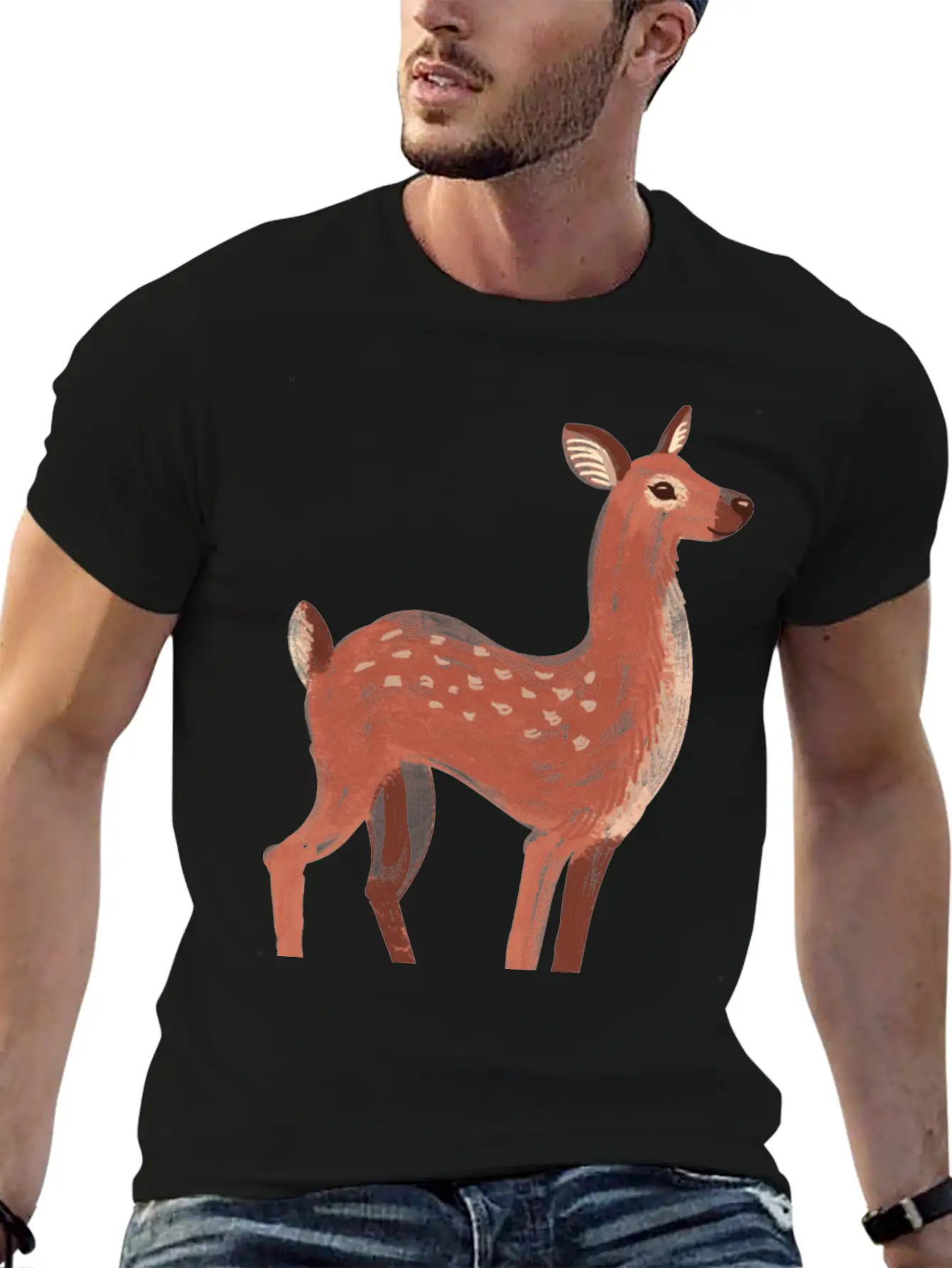 Oh Deer Unisex Short Sleeve Soft Cotton T-Shirt – Casual Everyday Wear