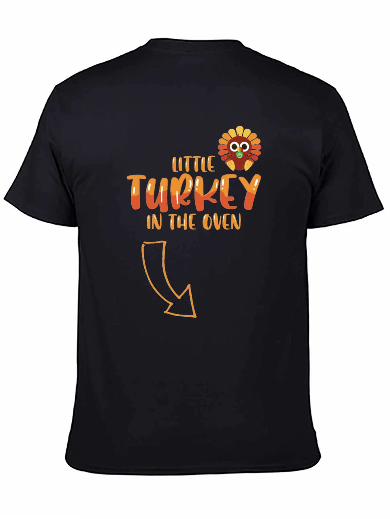 Little Turkey in the Oven Black T-Shirt
