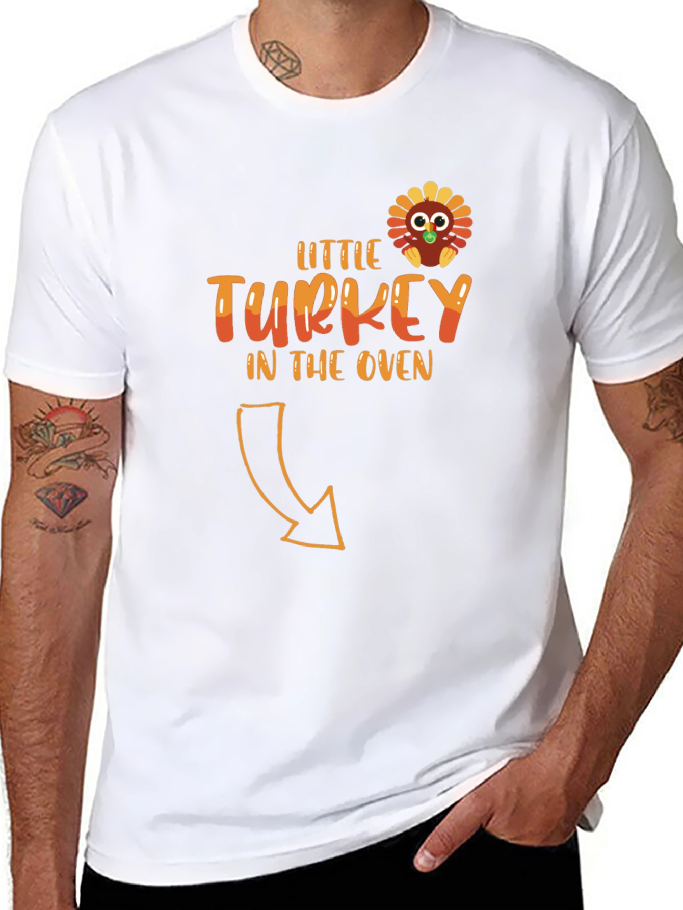 Little Turkey in the Oven Black T-Shirt