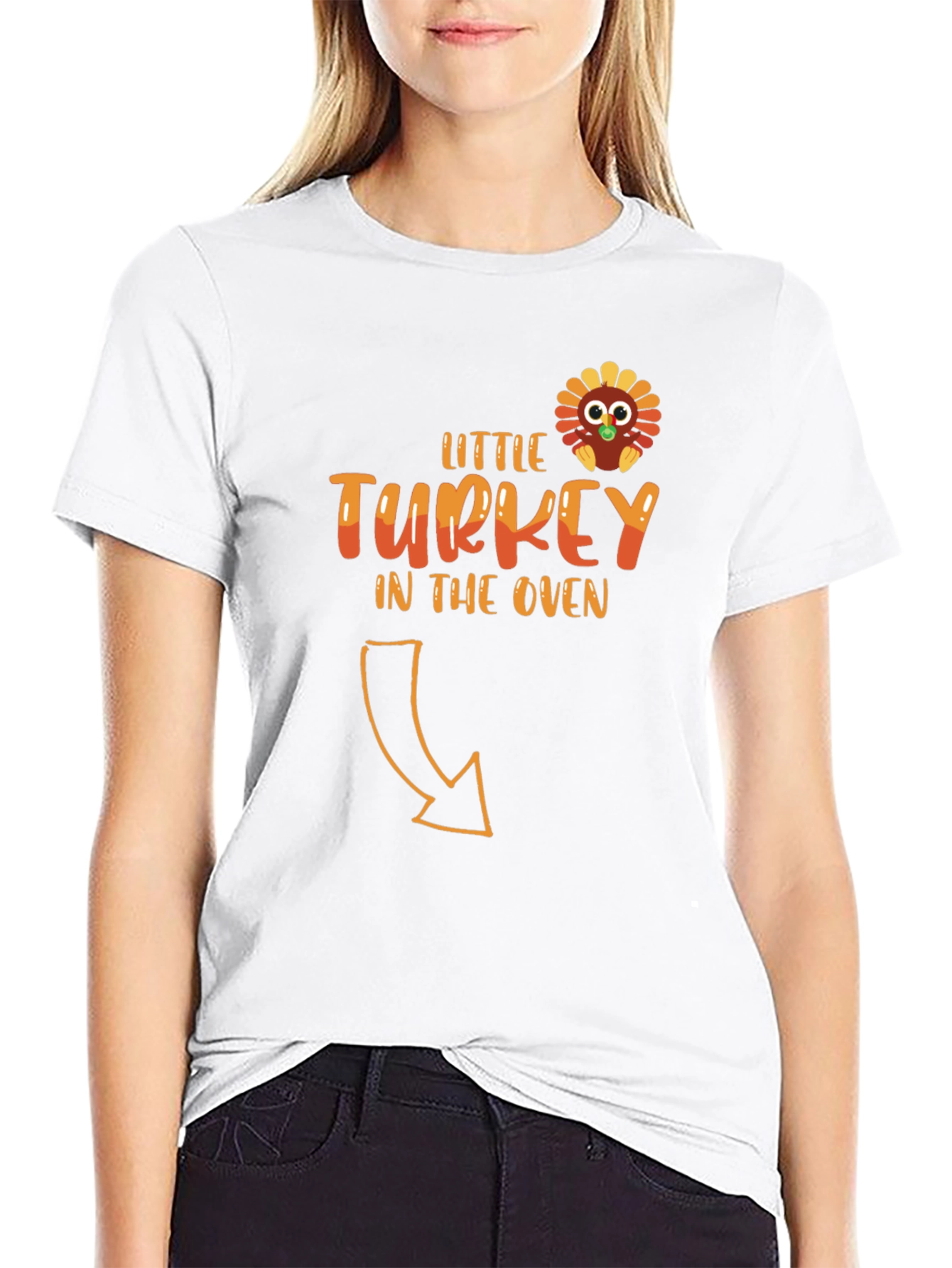 Little Turkey in the Oven Black T-Shirt