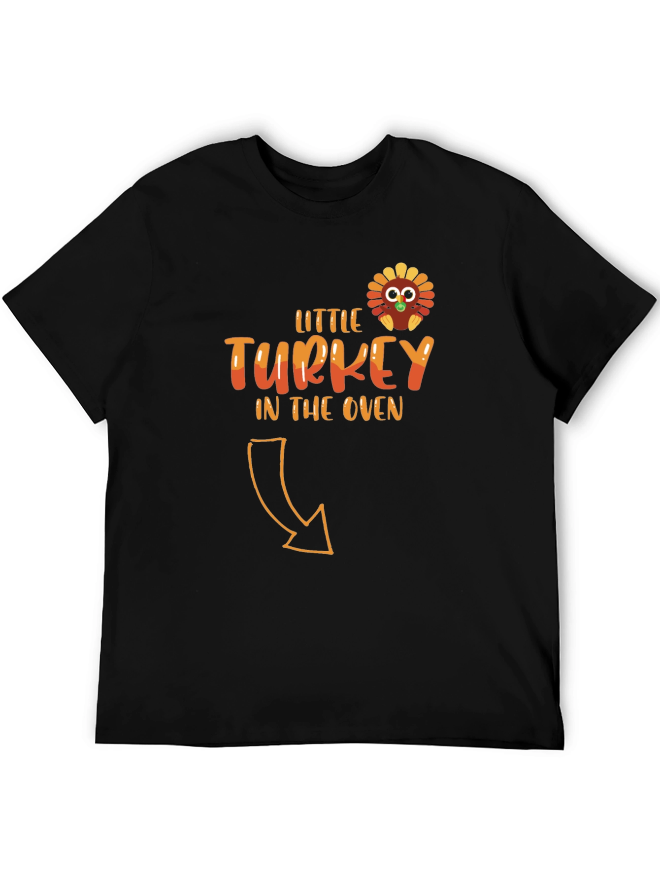 Little Turkey in the Oven Black T-Shirt