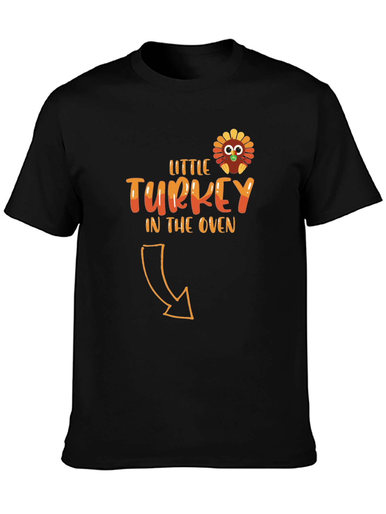 Little Turkey in the Oven Black T-Shirt