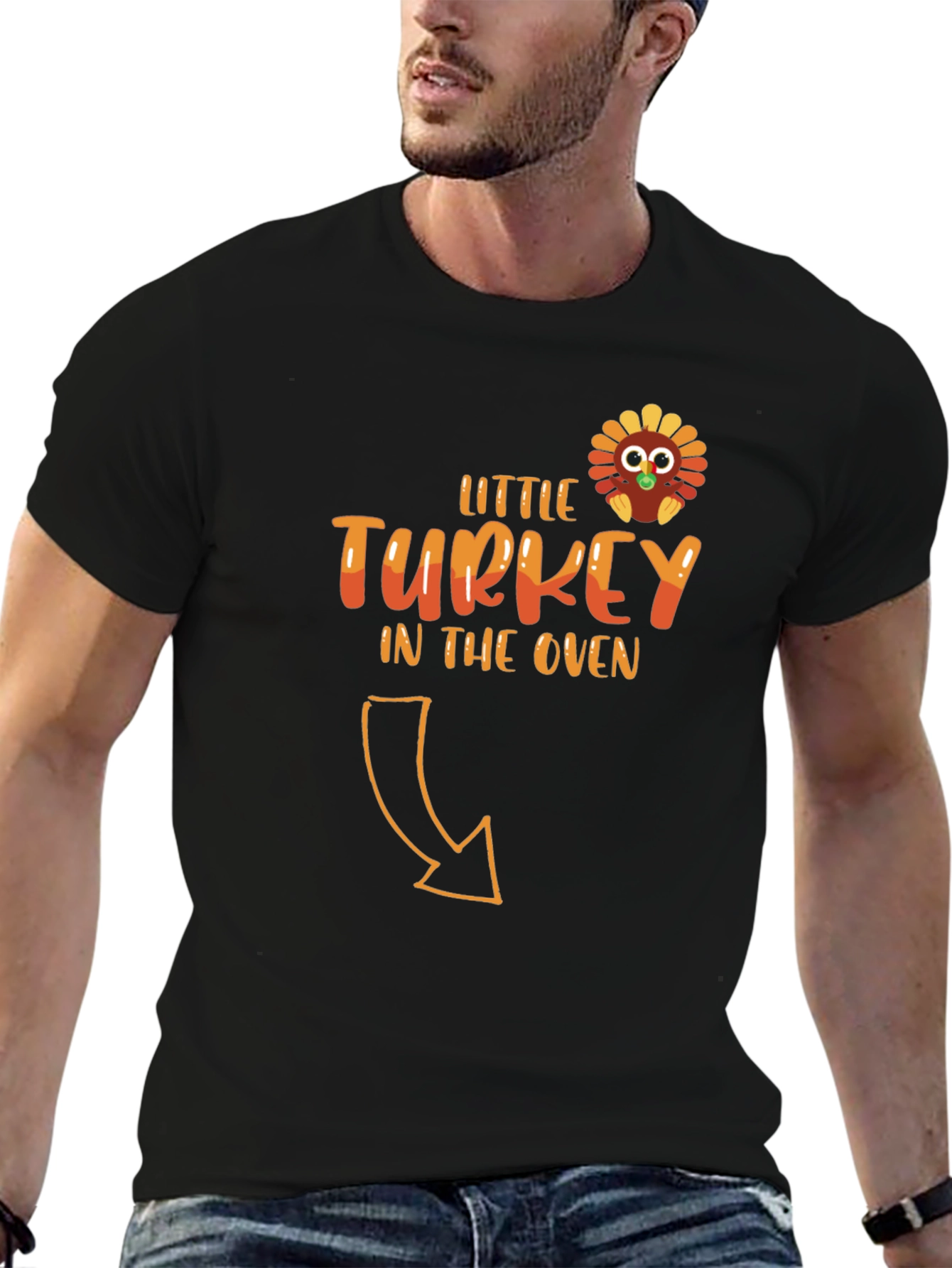 Little Turkey in the Oven Black T-Shirt