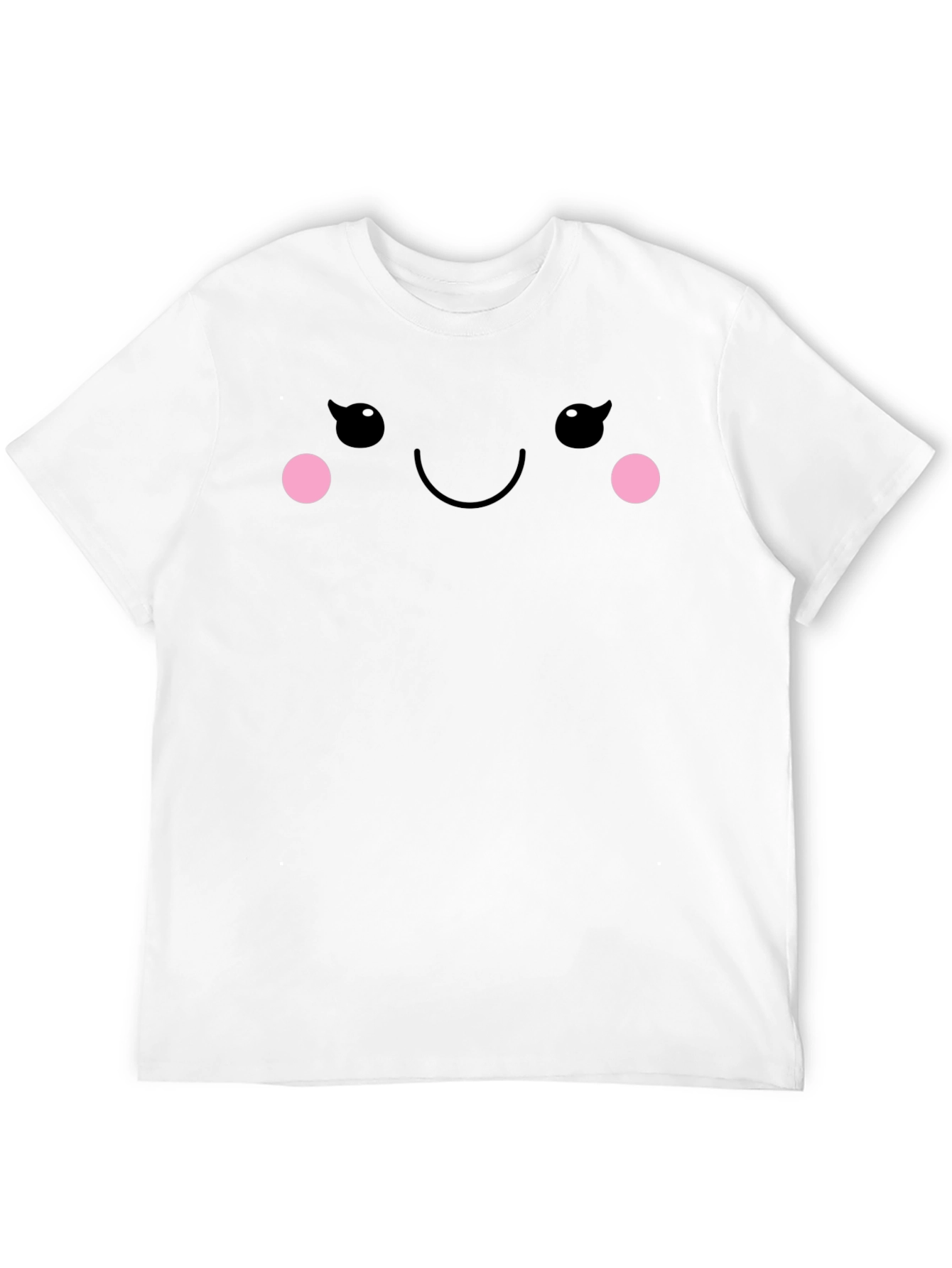 Cute Smiling Face Graphic Tee - Black