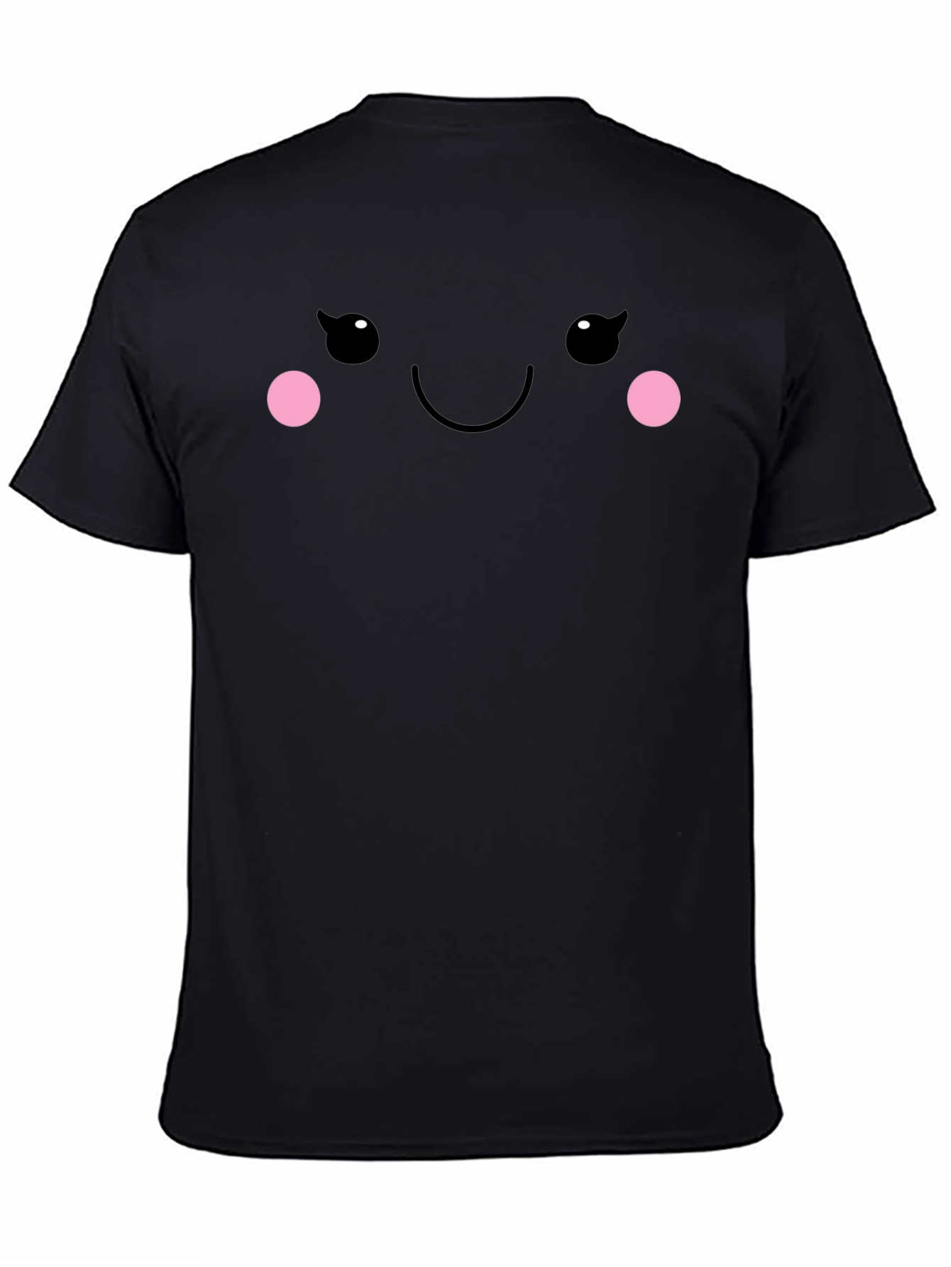 Cute Smiling Face Graphic Tee - Black